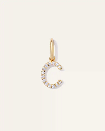 14K Gold Diamond Letter Charm