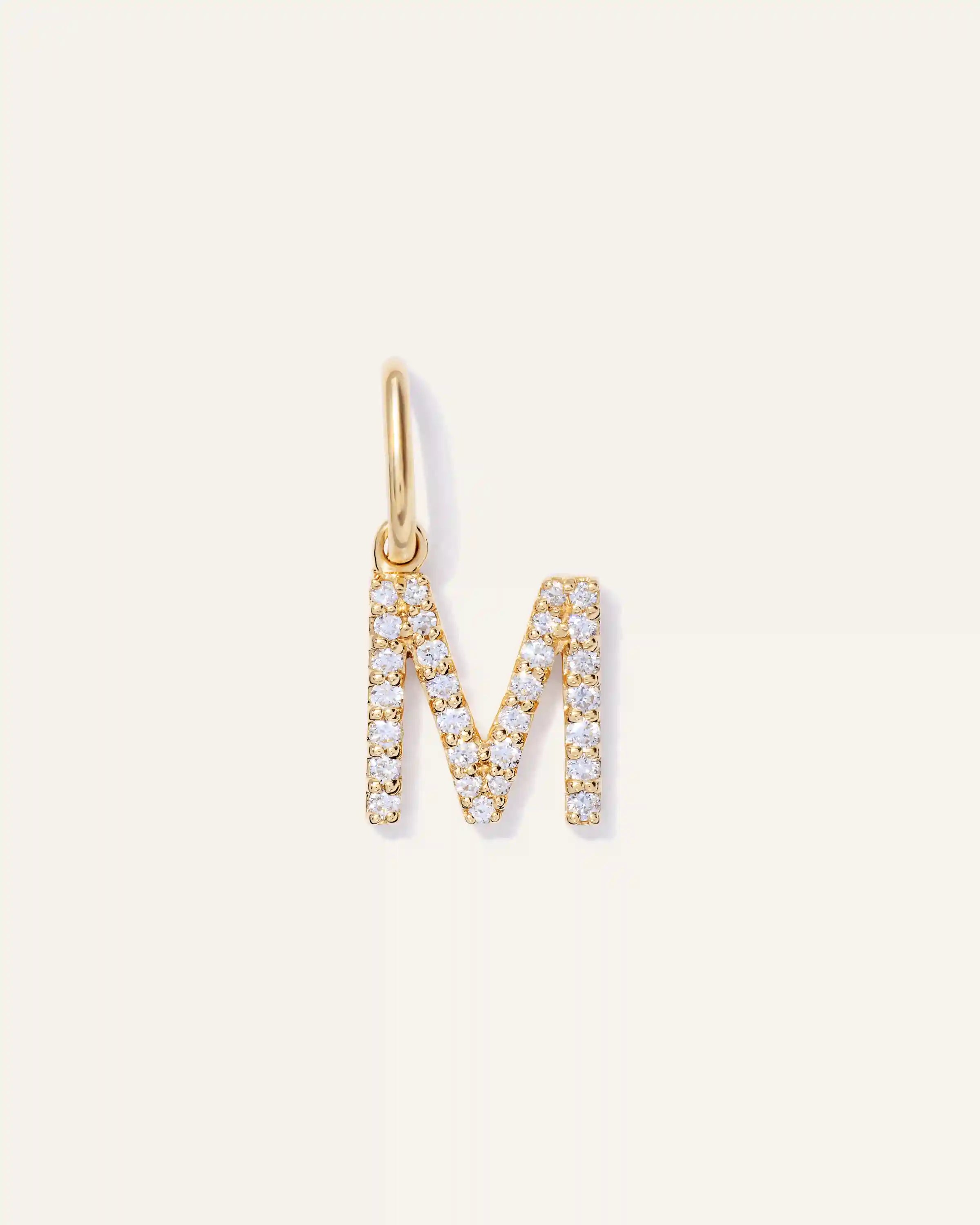 14K Gold Diamond Letter Charm