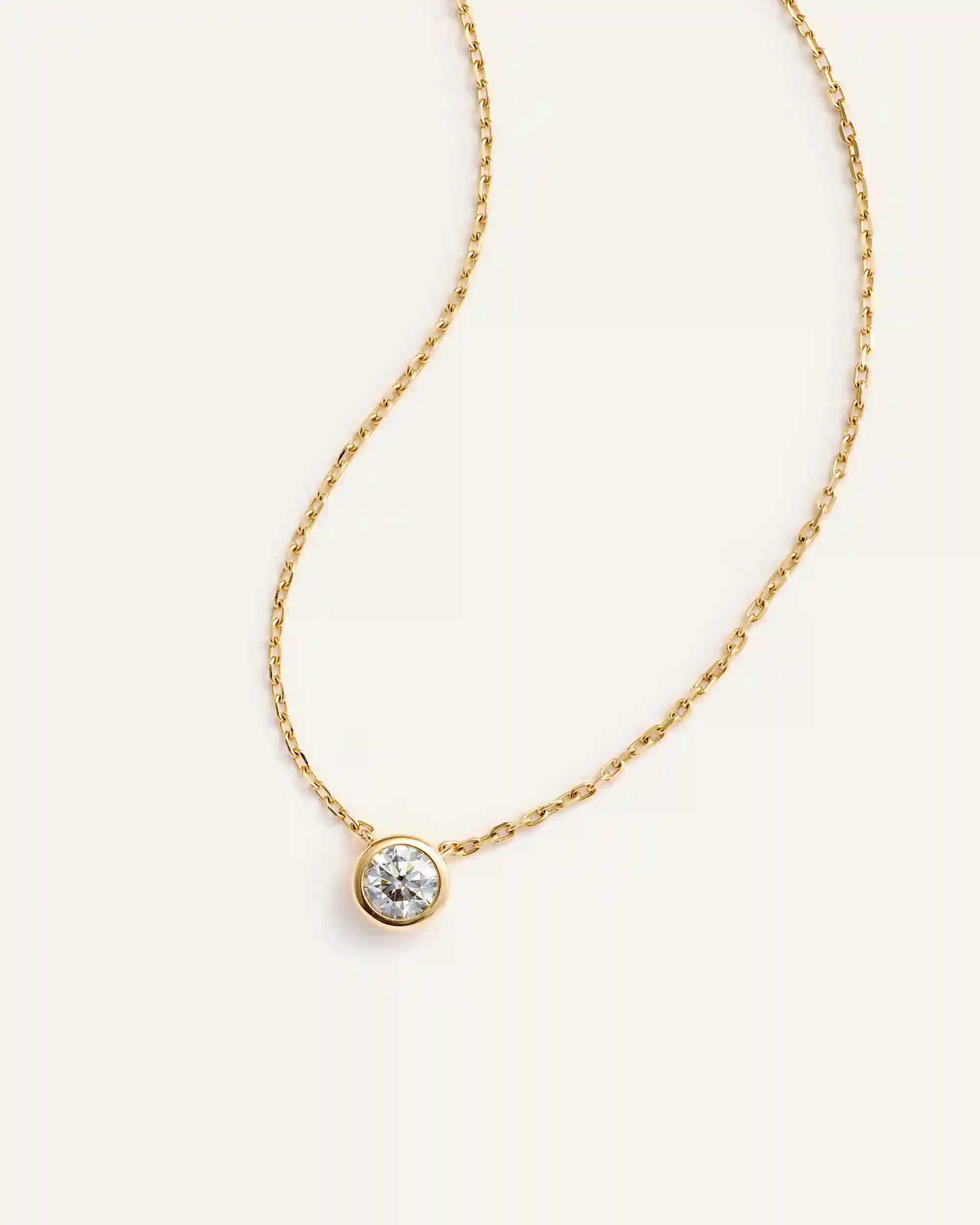 14K Gold Lab Grown Diamond Bezel Necklace
