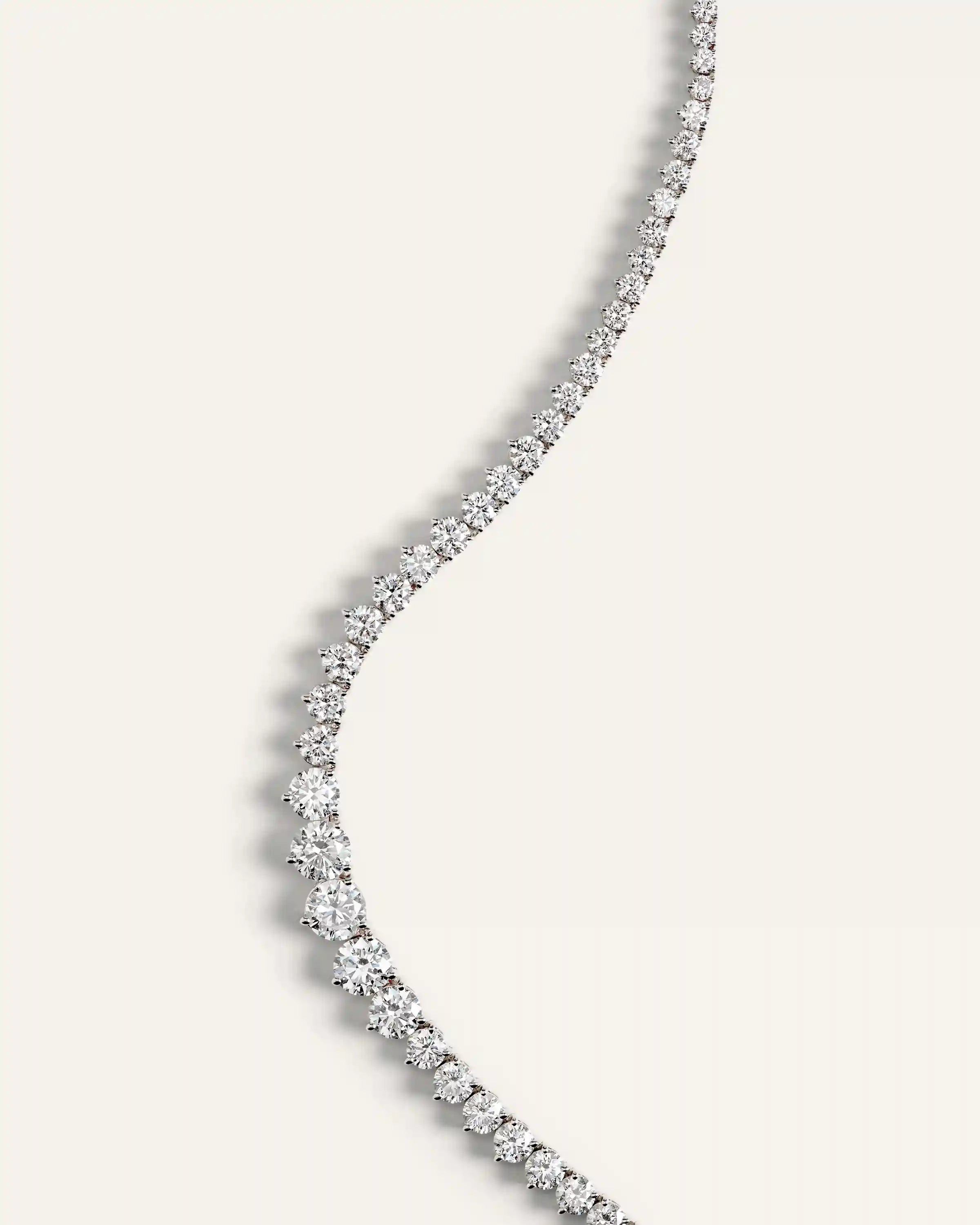 14K Gold Lab Grown Diamond Graduated Tennis Necklace - 10ctw