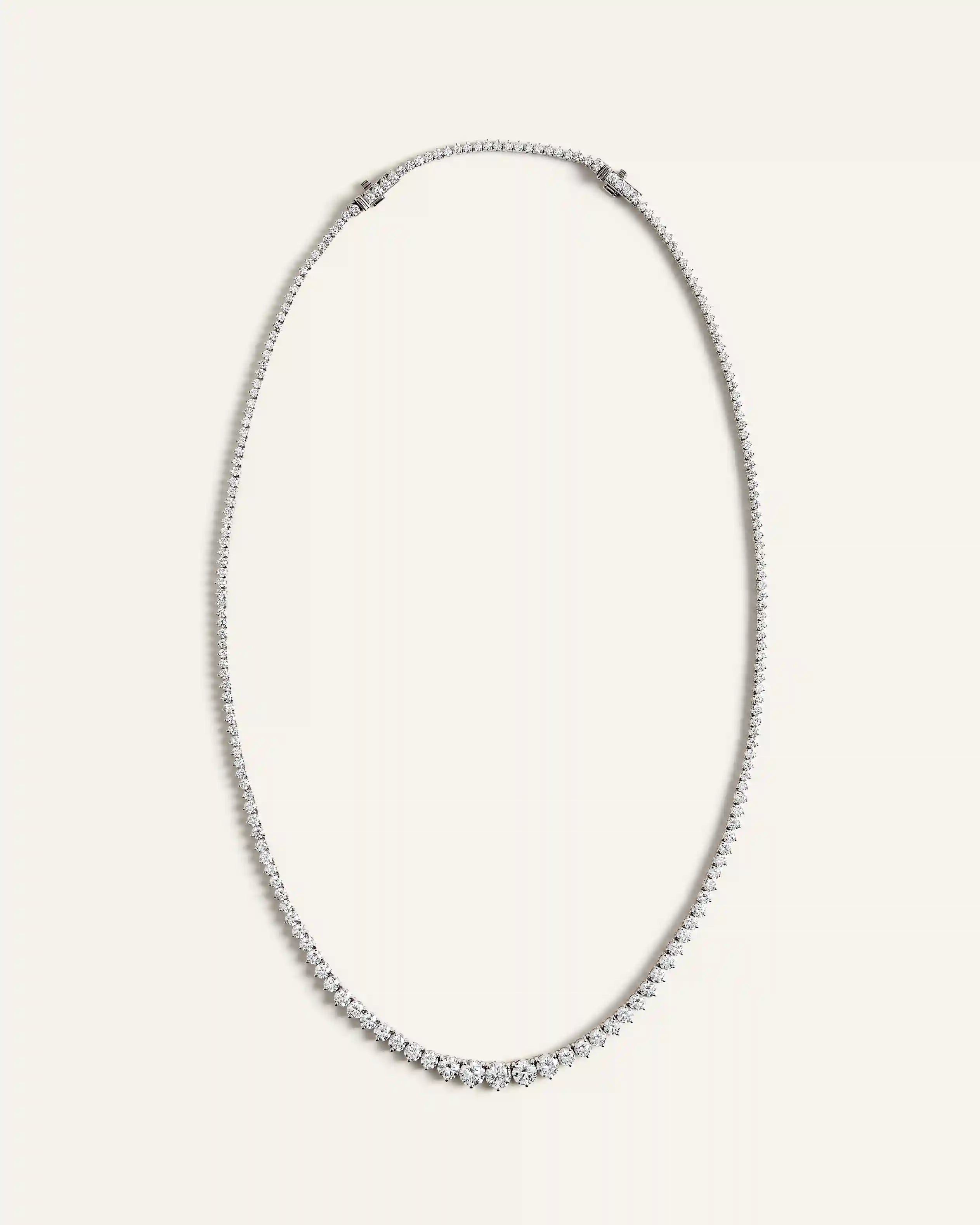 14K Gold Lab Grown Diamond Graduated Tennis Necklace - 10ctw