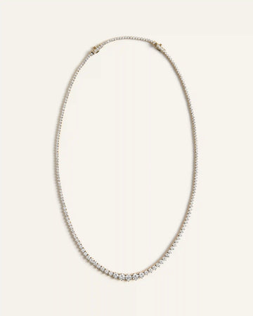14K Gold Lab Grown Diamond Graduated Tennis Necklace - 10ctw