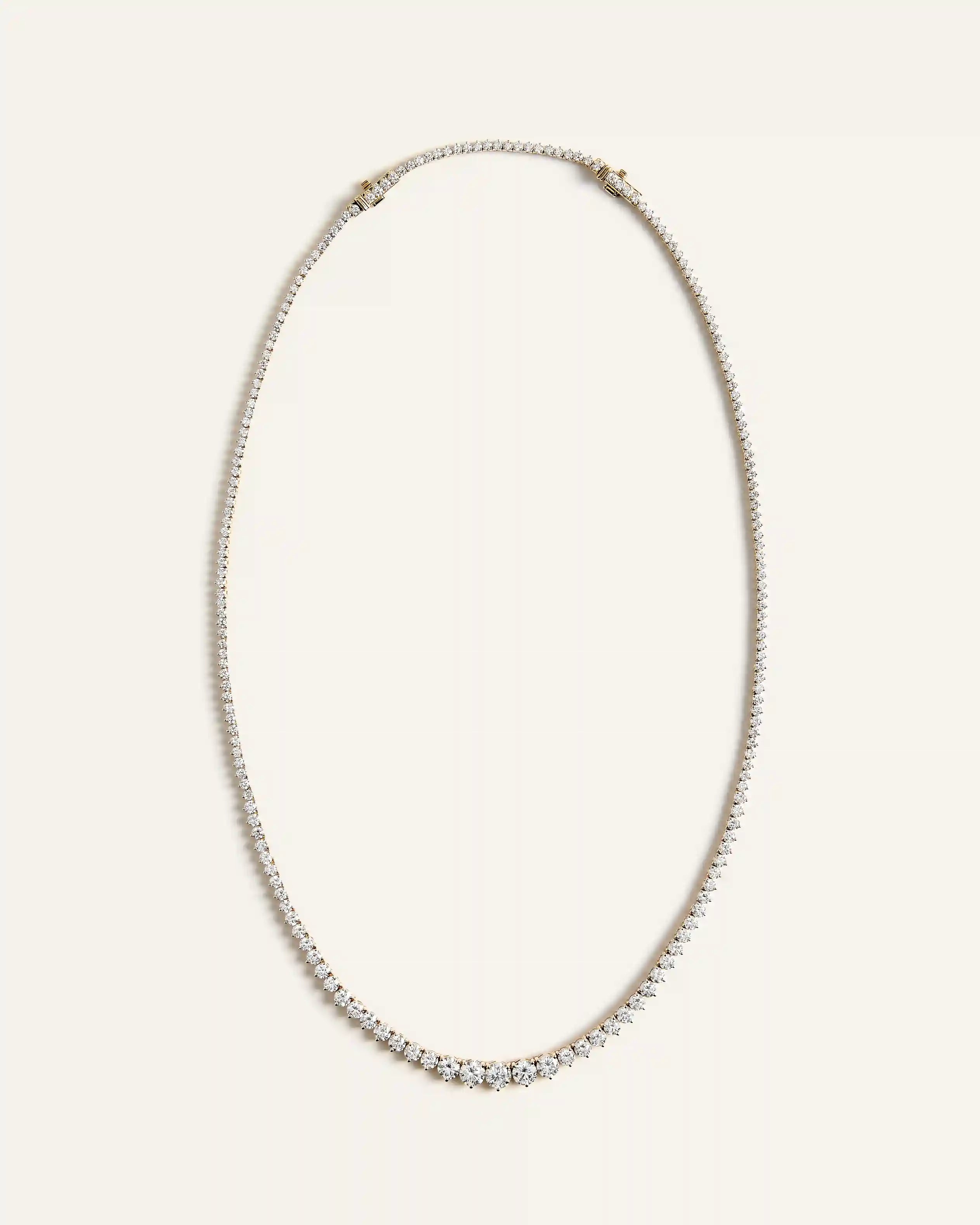 14K Gold Lab Grown Diamond Graduated Tennis Necklace - 10ctw
