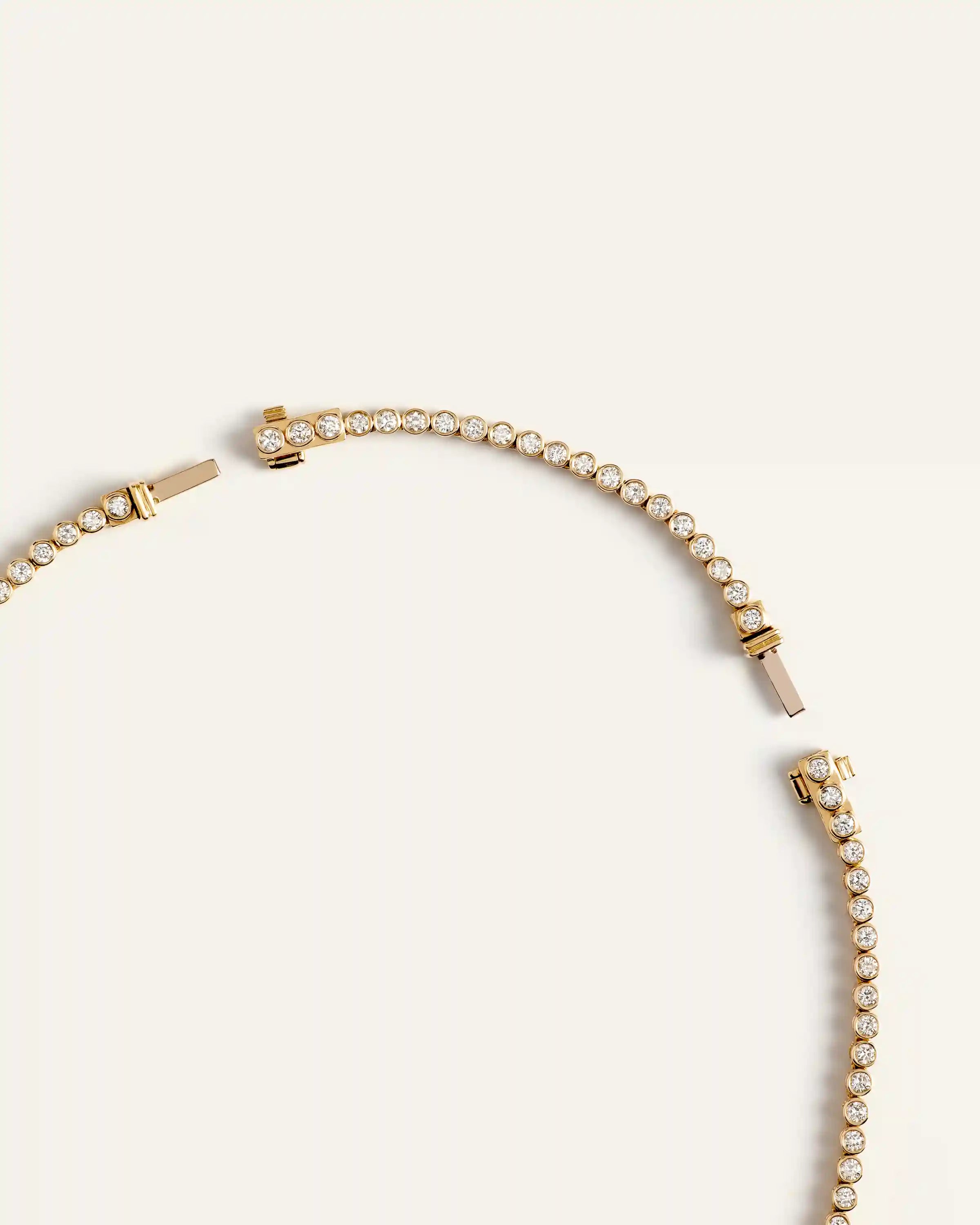 14K Gold Lab Grown Diamond Bezel Set Graduated Tennis Necklace - 7ctw