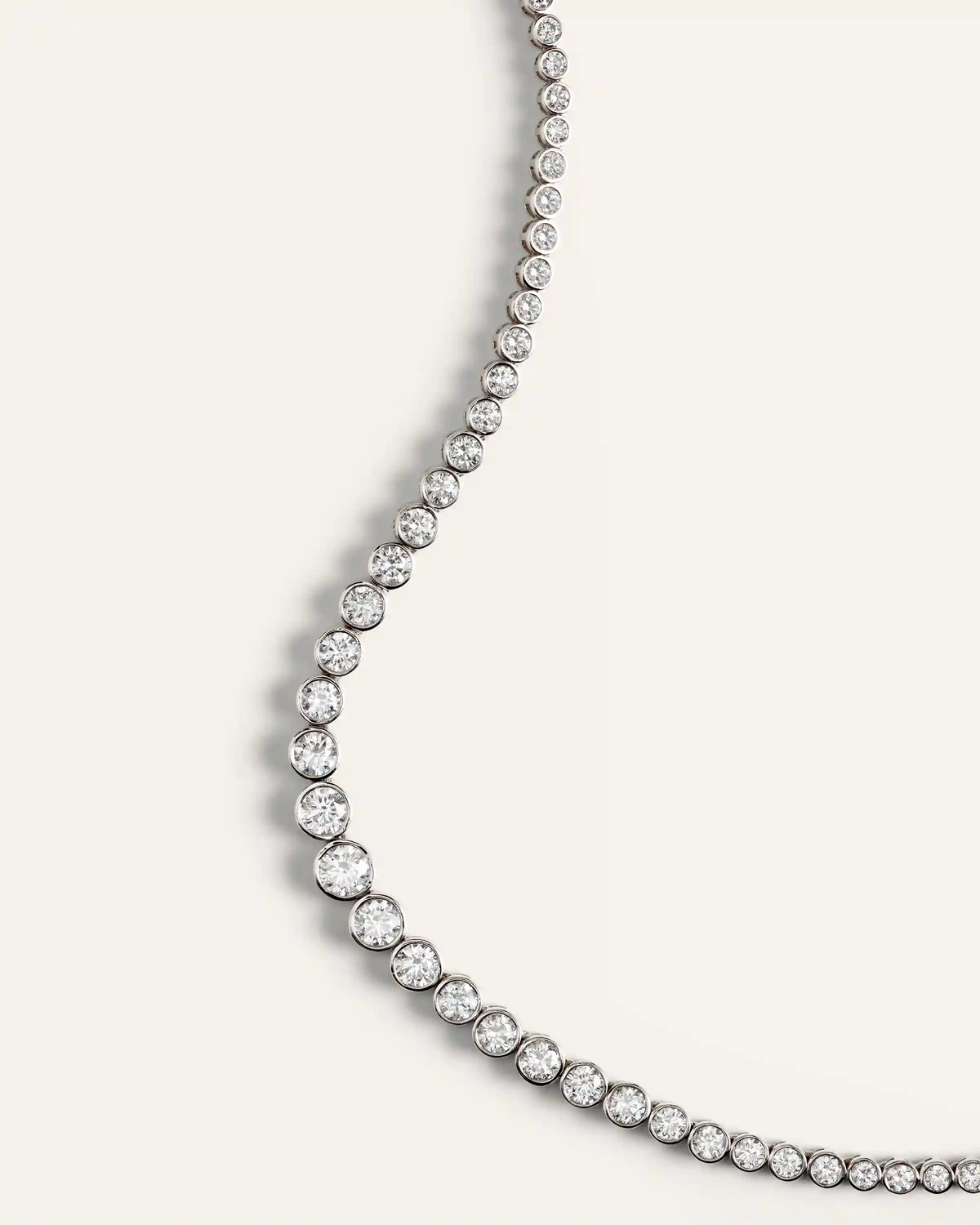 14K Gold Lab Grown Diamond Bezel Set Graduated Tennis Necklace - 7ctw