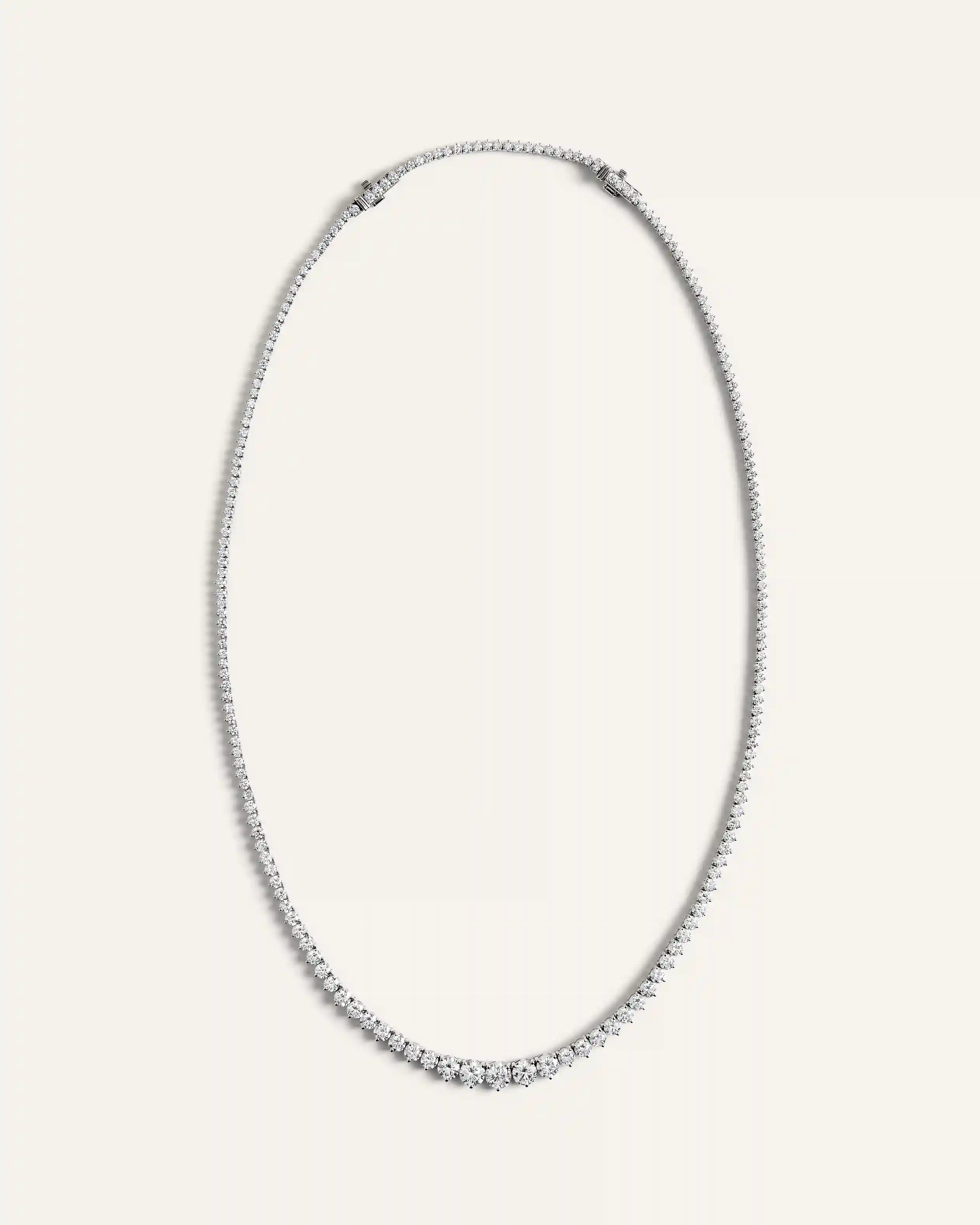 14K Gold Lab Grown Diamond Bezel Set Graduated Tennis Necklace - 7ctw