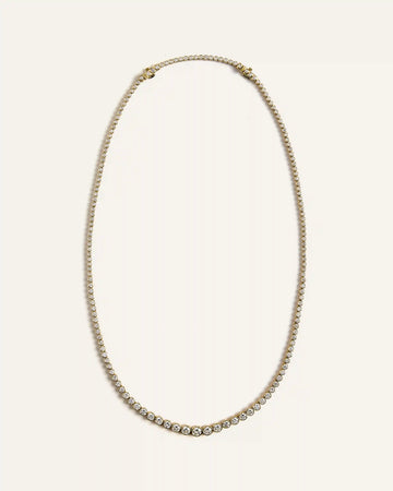 14K Gold Lab Grown Diamond Bezel Set Graduated Tennis Necklace - 7ctw