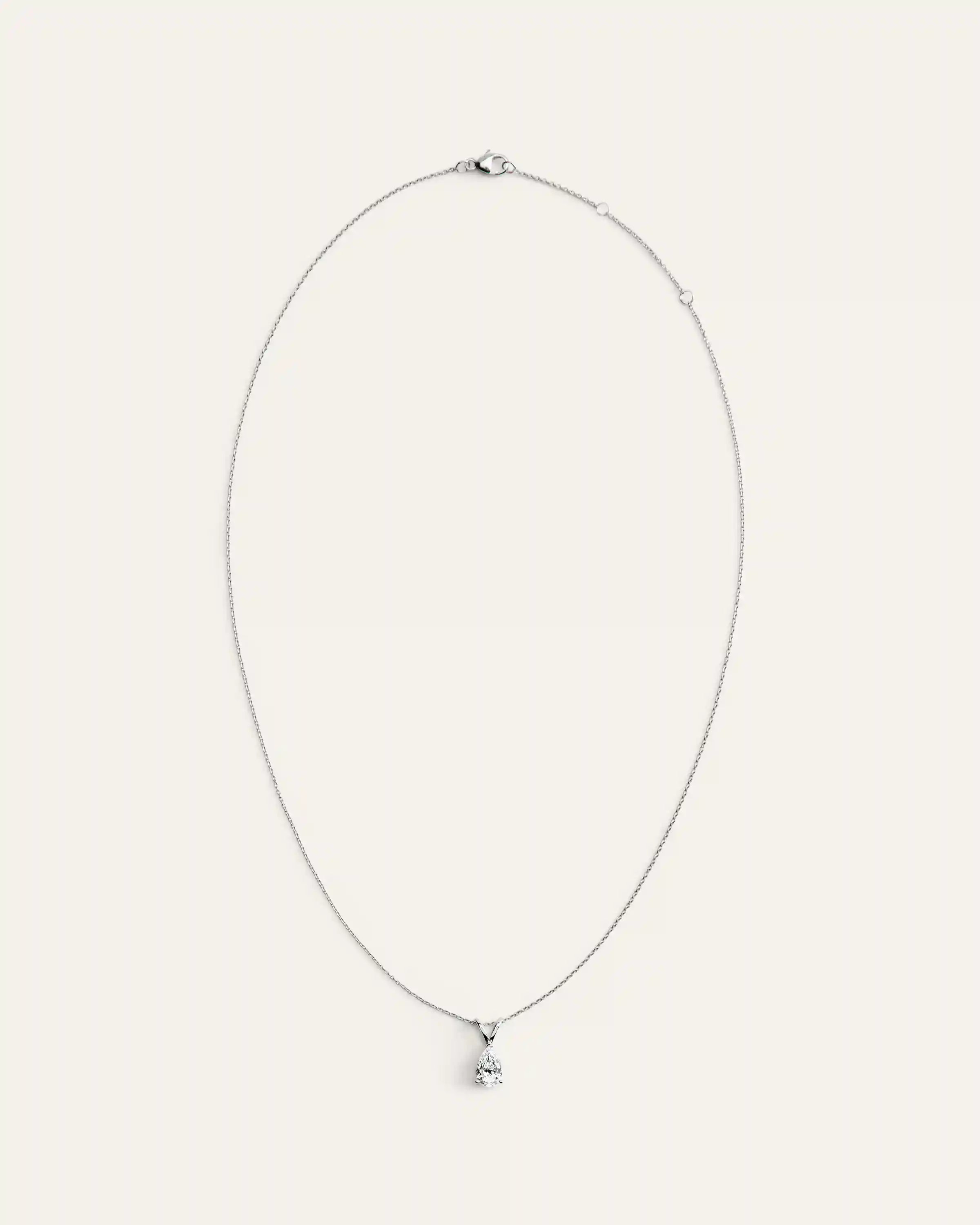 14K Gold Lab Grown Diamond Pear Solitaire Necklace - 1ctw