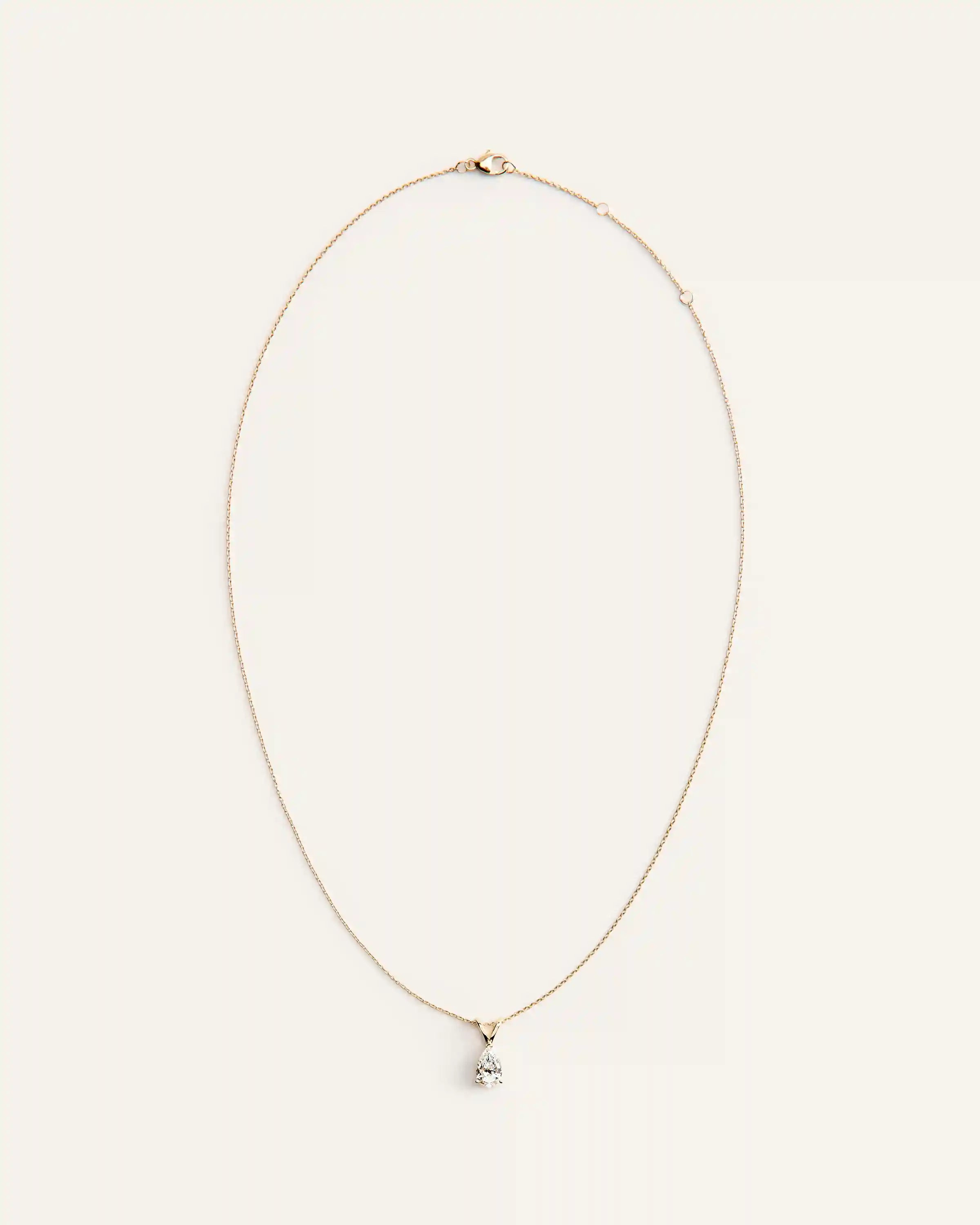 14K Gold Lab Grown Diamond Pear Solitaire Necklace - 1ctw