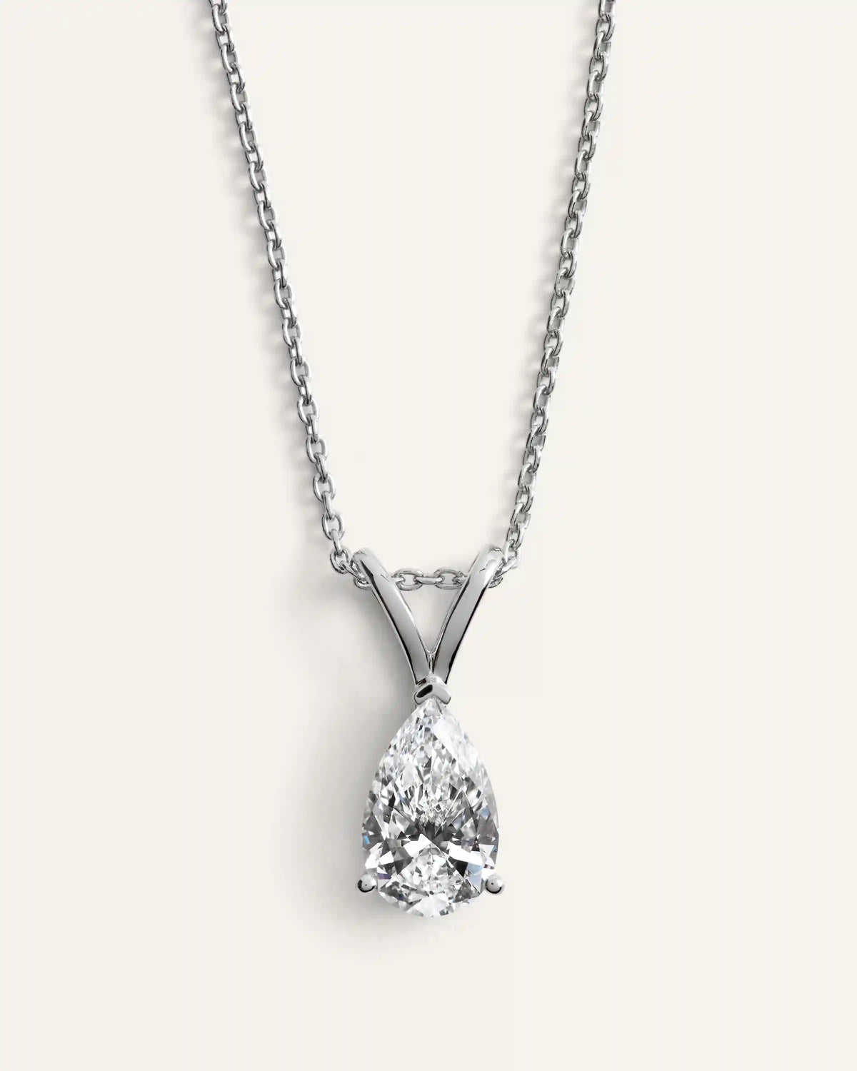 14K Gold Lab Grown Diamond Pear Solitaire Necklace - 1ctw