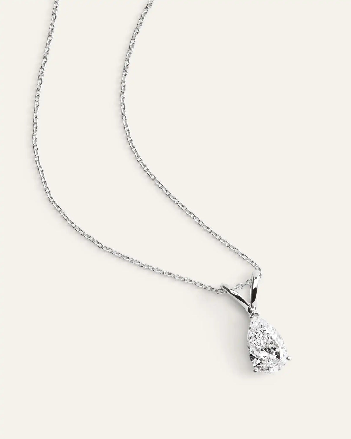 14K Gold Lab Grown Diamond Pear Solitaire Necklace - 1ctw