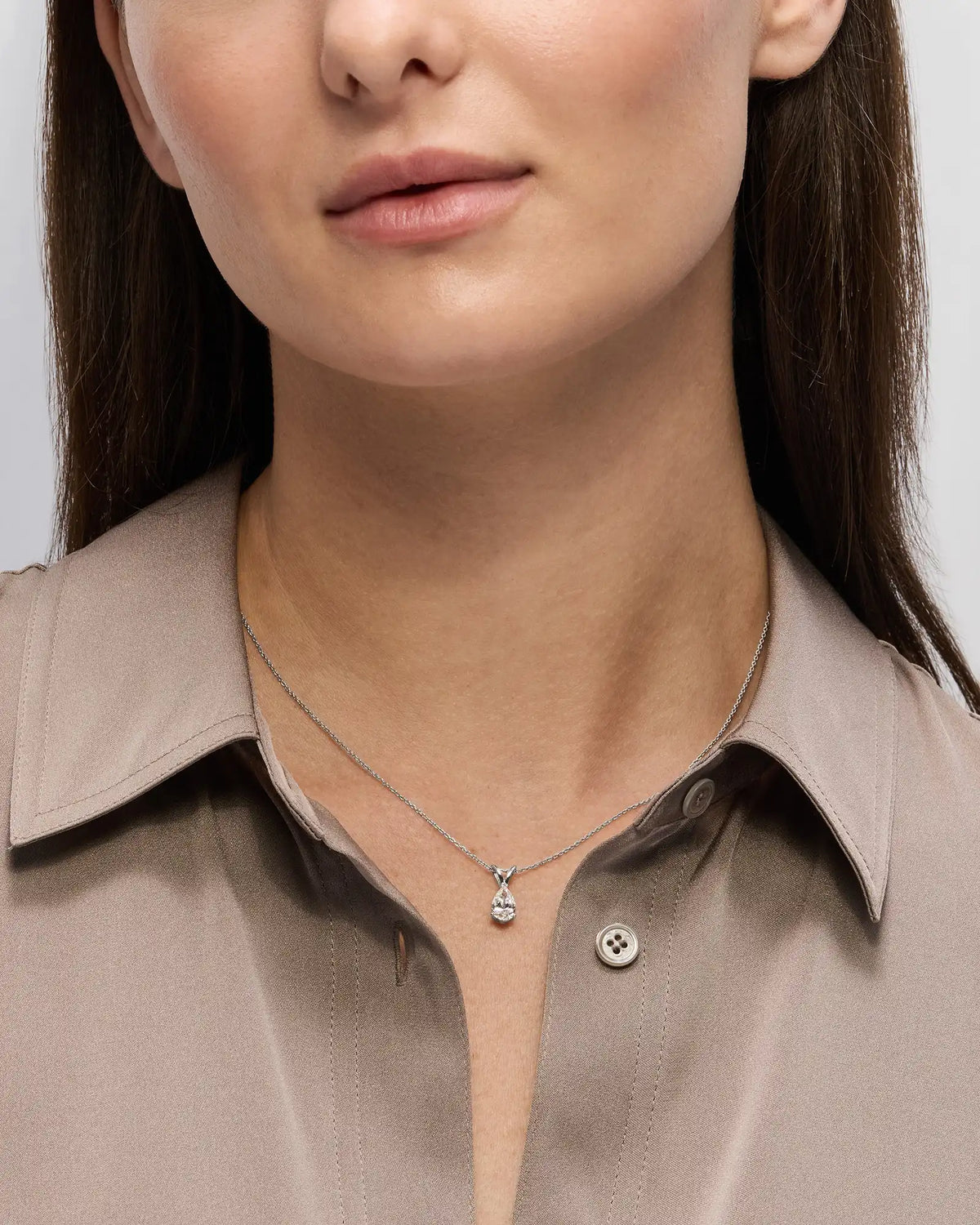 14K Gold Lab Grown Diamond Pear Solitaire Necklace - 1ctw