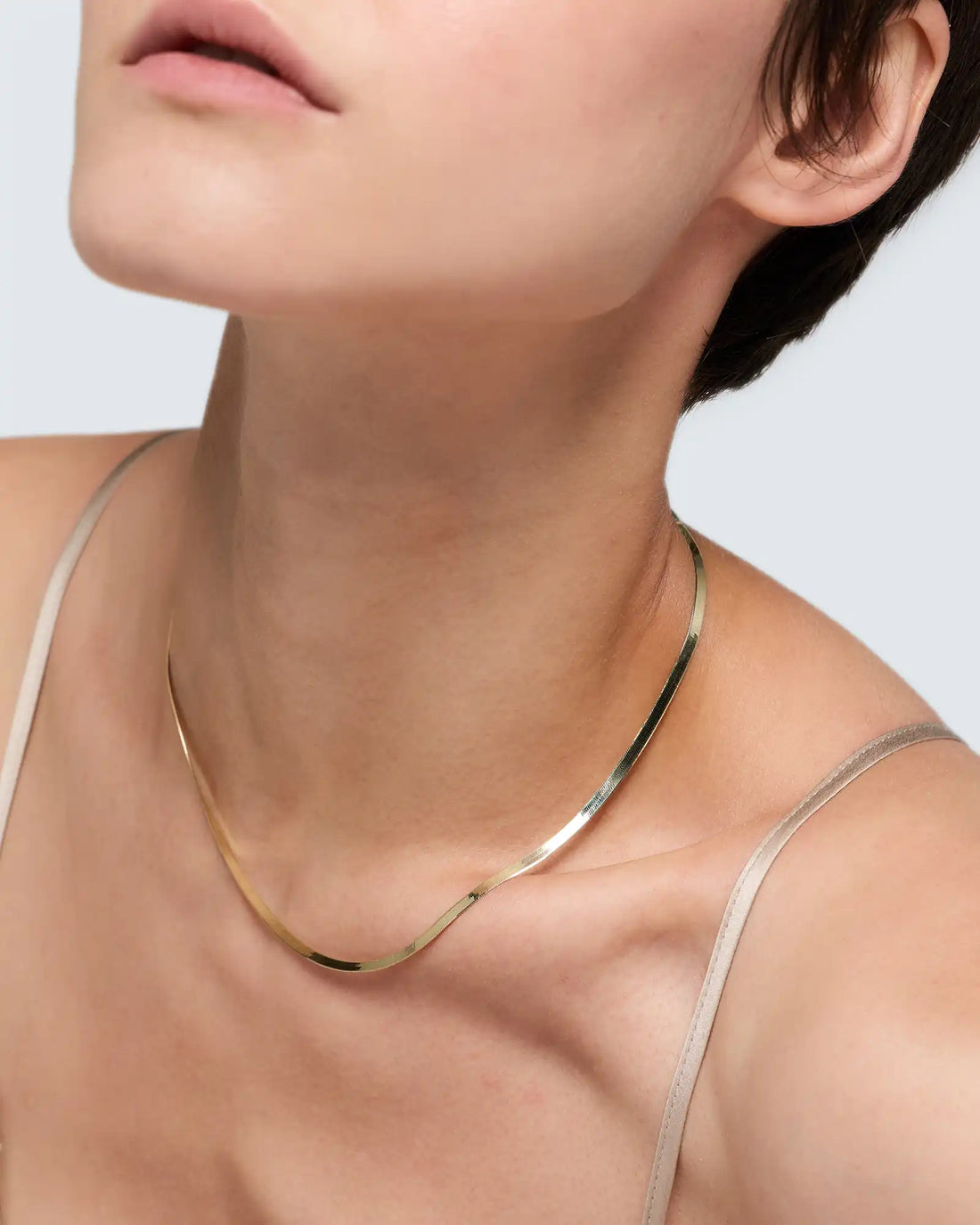 10K Gold Herringbone Chain Necklace