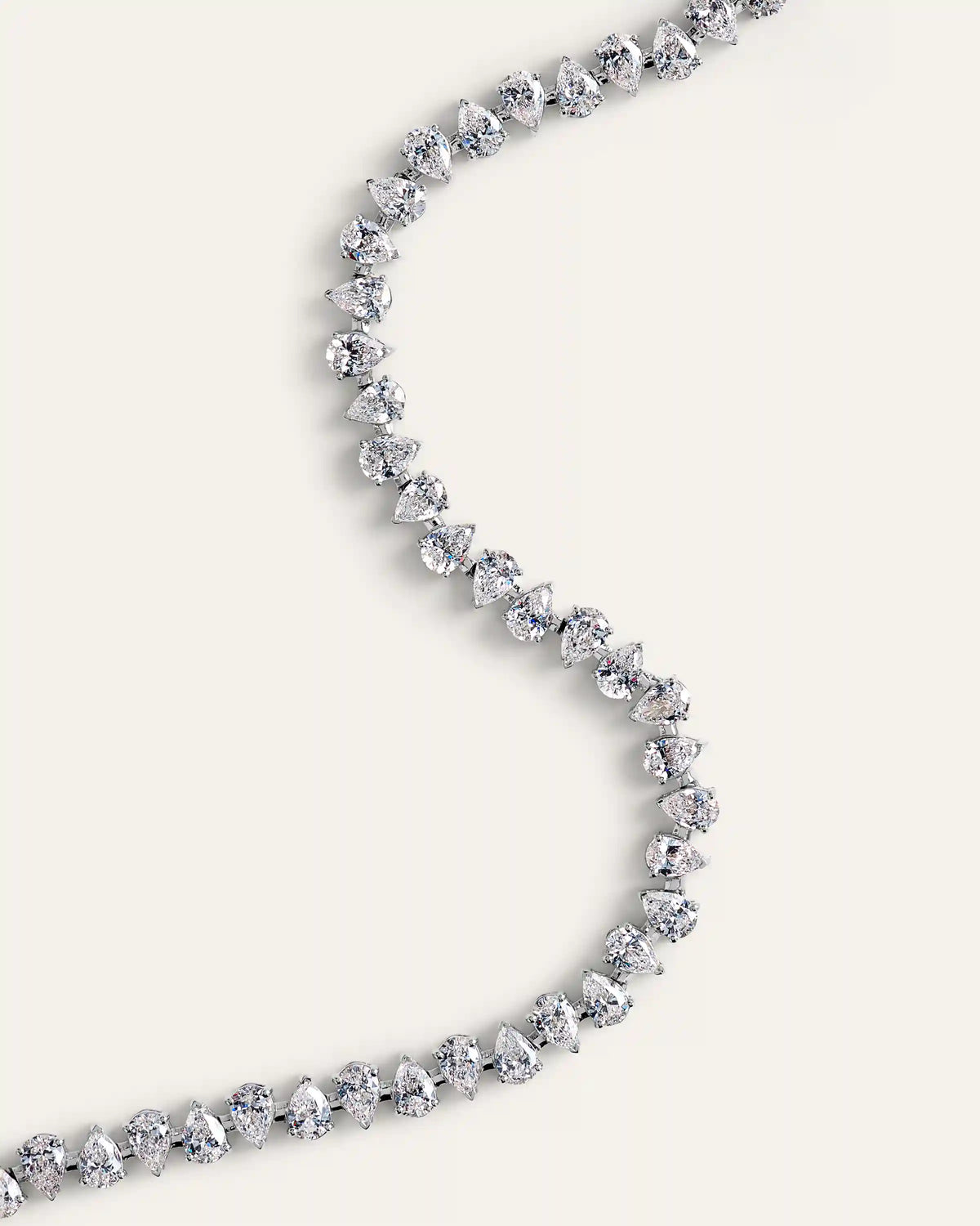 14K Gold Lab Grown Diamond Alternating Pear Tennis Necklace