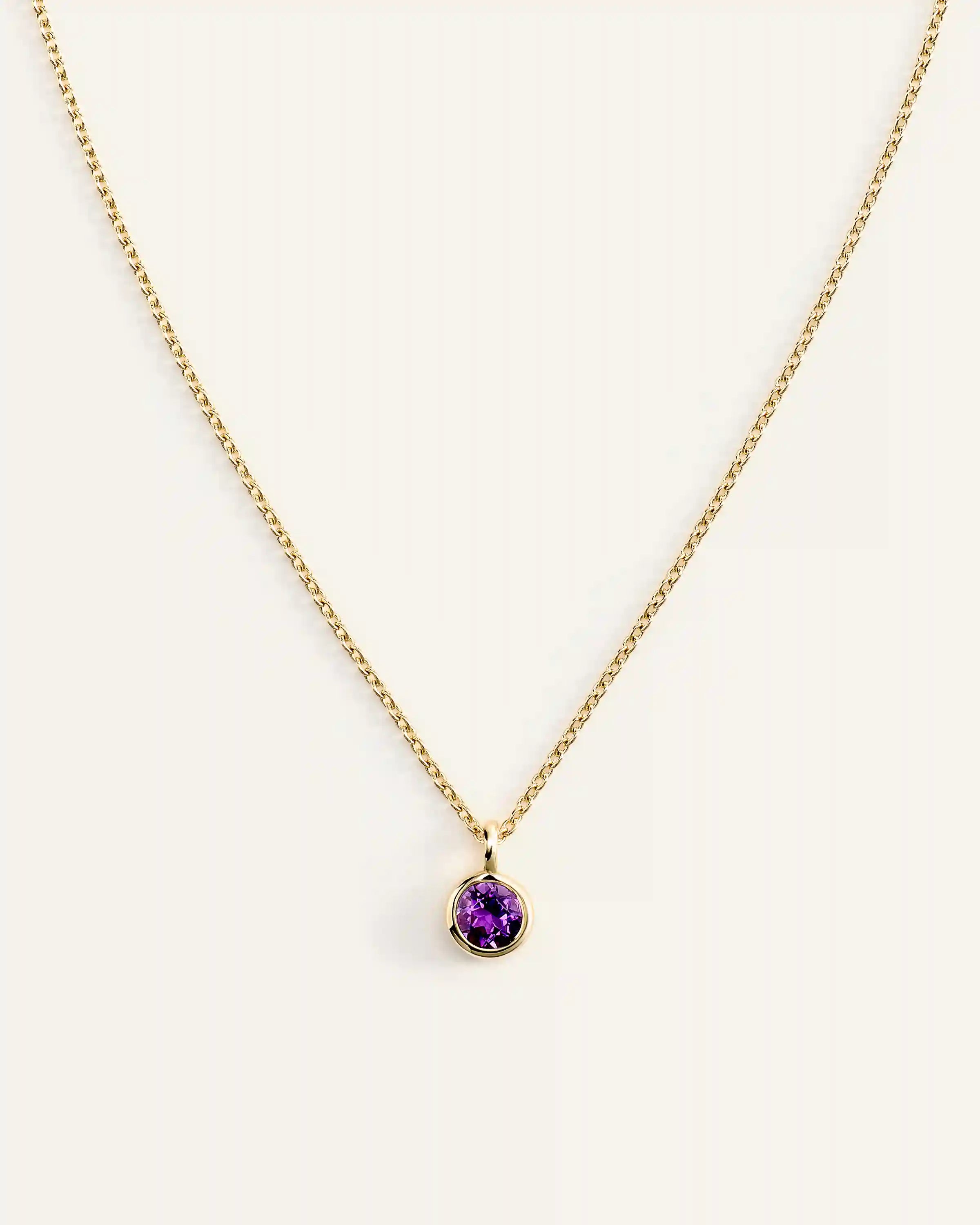 14K Gold Birthstone Solitaire Bezel Pendant