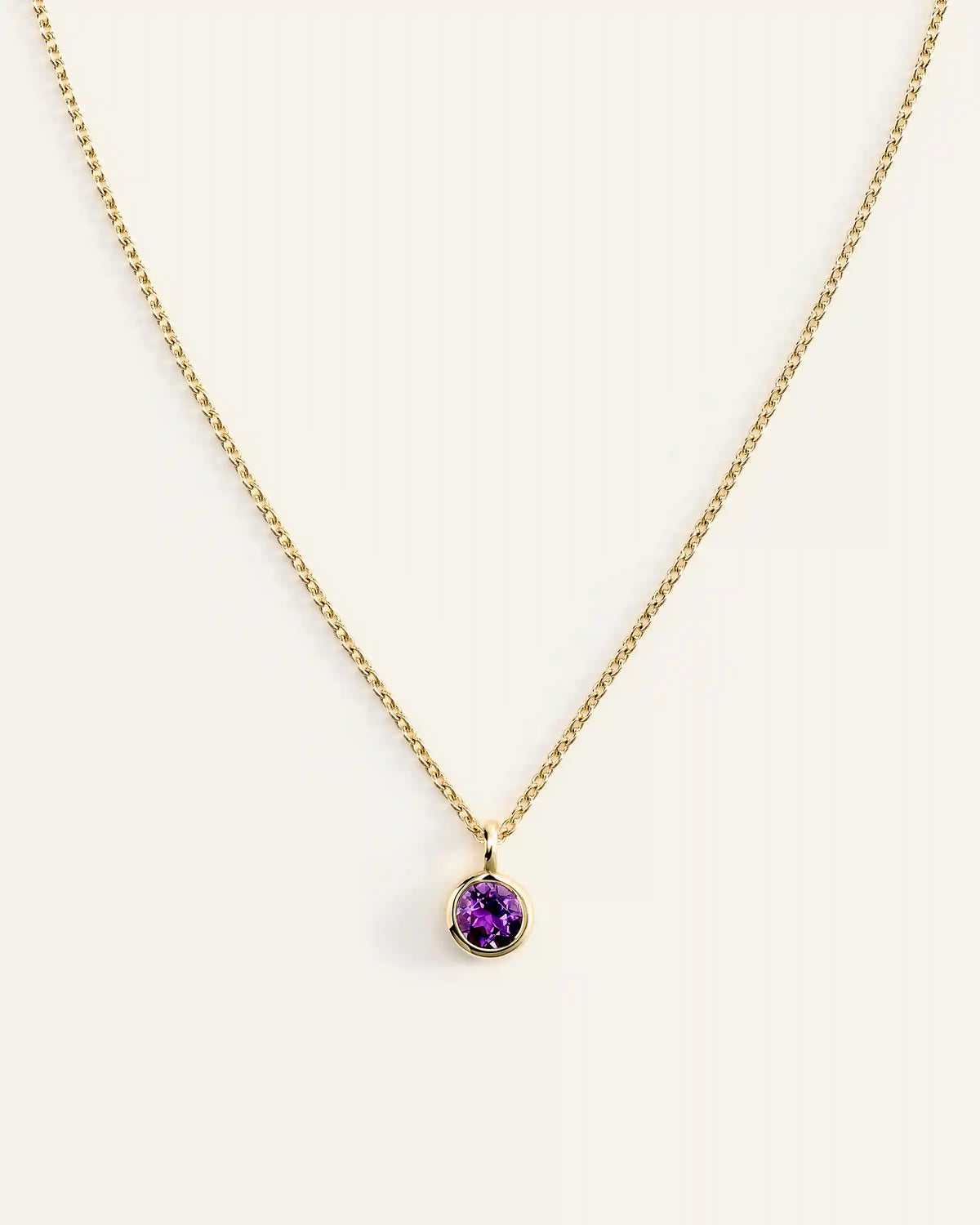14K Gold Birthstone Solitaire Bezel Pendant
