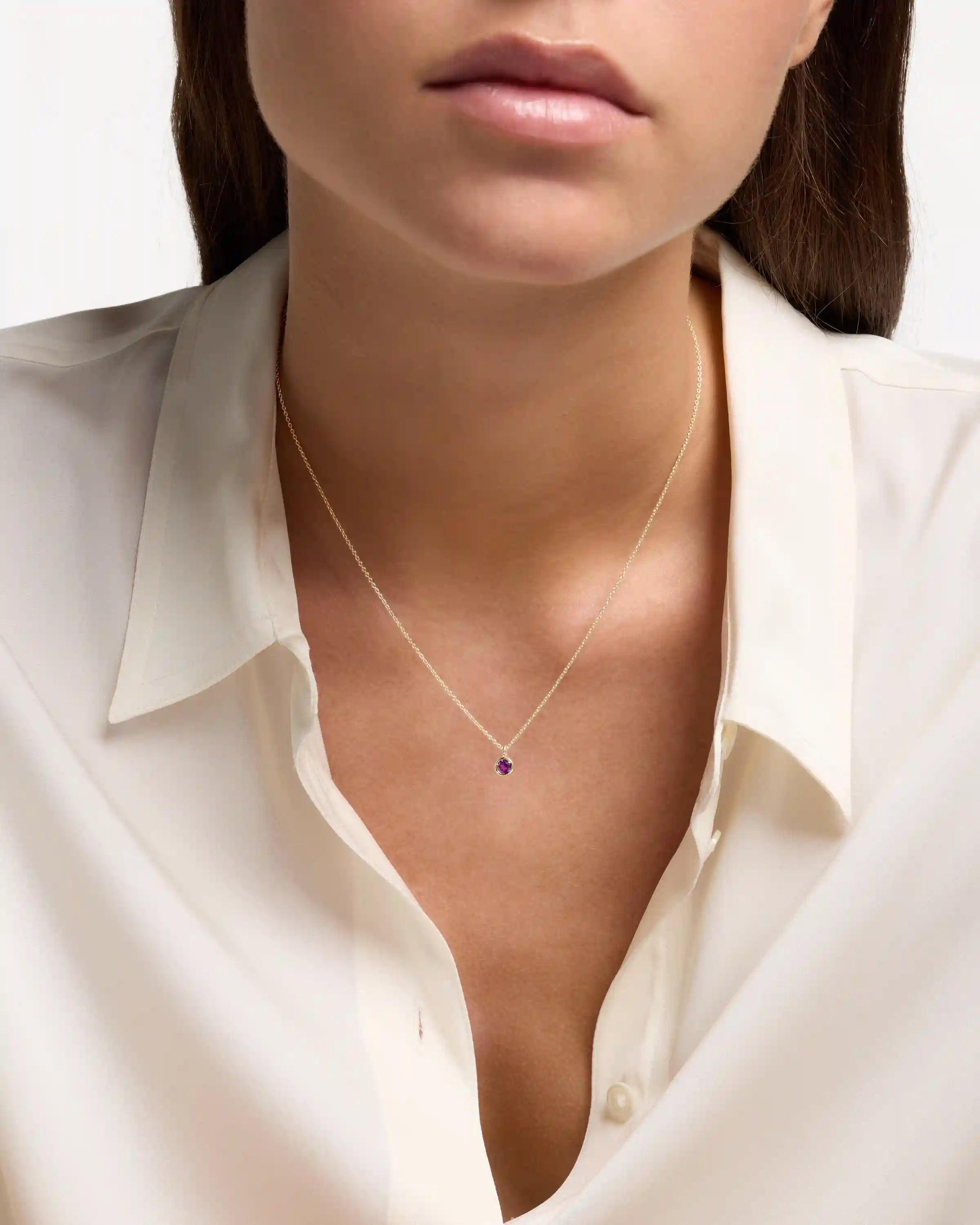 14K Gold Birthstone Solitaire Bezel Pendant