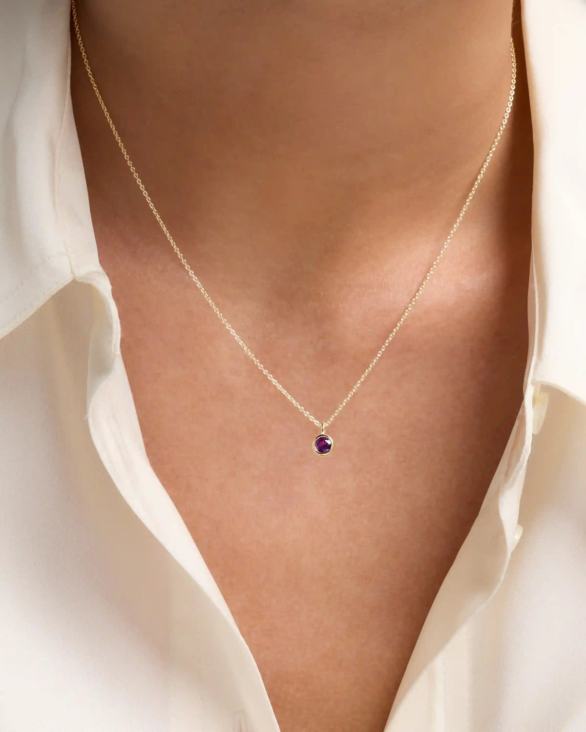 14K Gold Birthstone Solitaire Bezel Pendant
