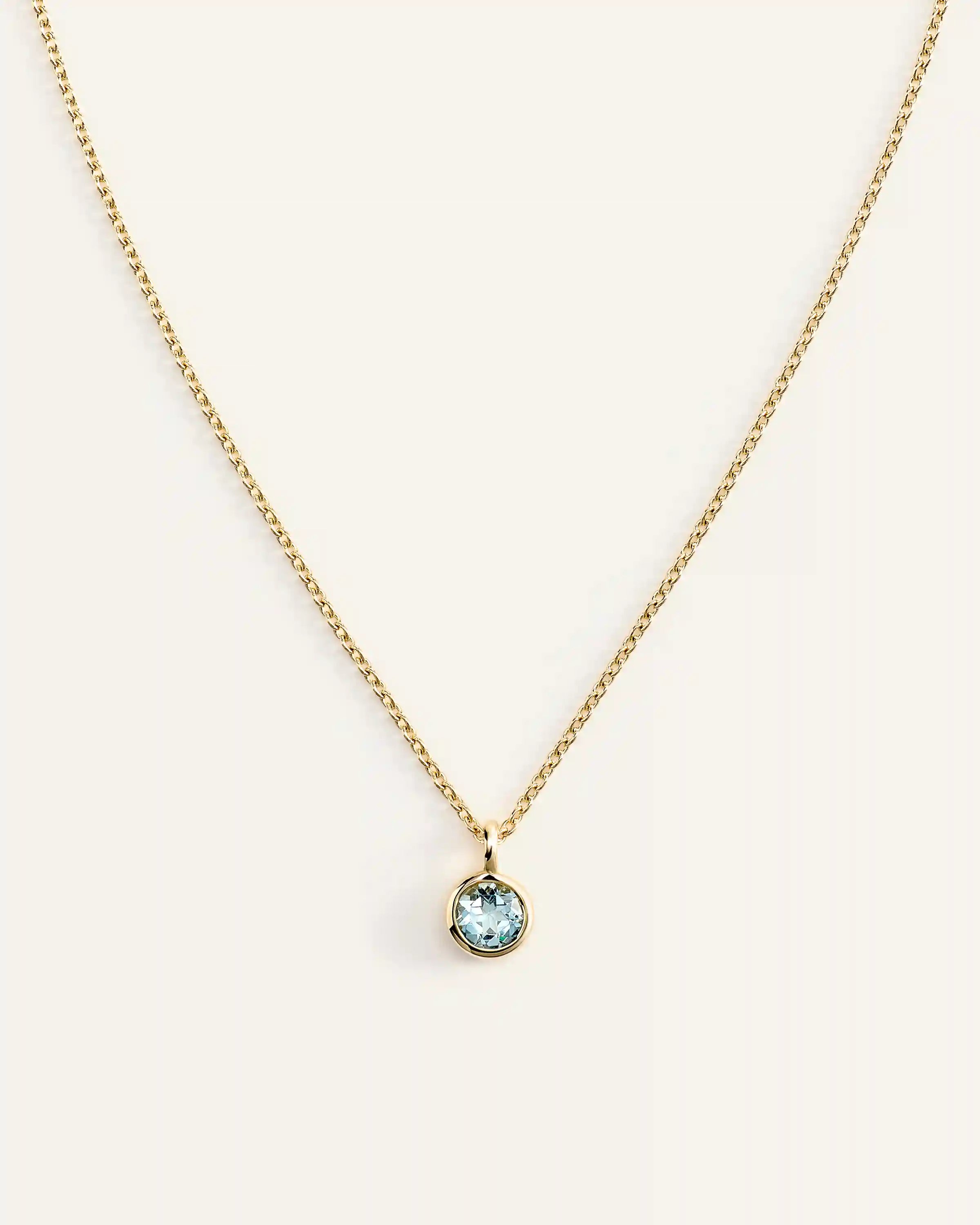 14K Gold Birthstone Solitaire Bezel Pendant
