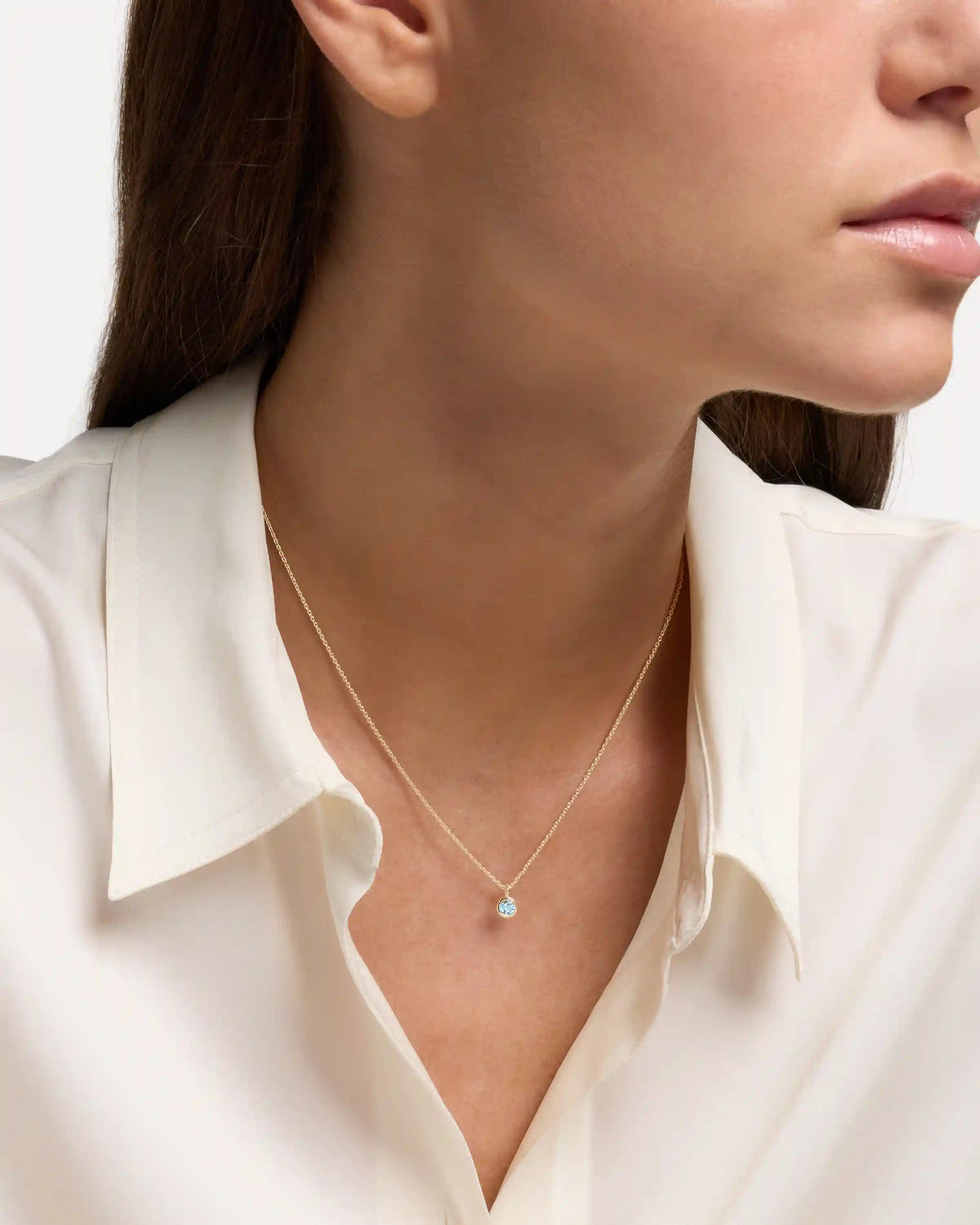 14K Gold Birthstone Solitaire Bezel Pendant