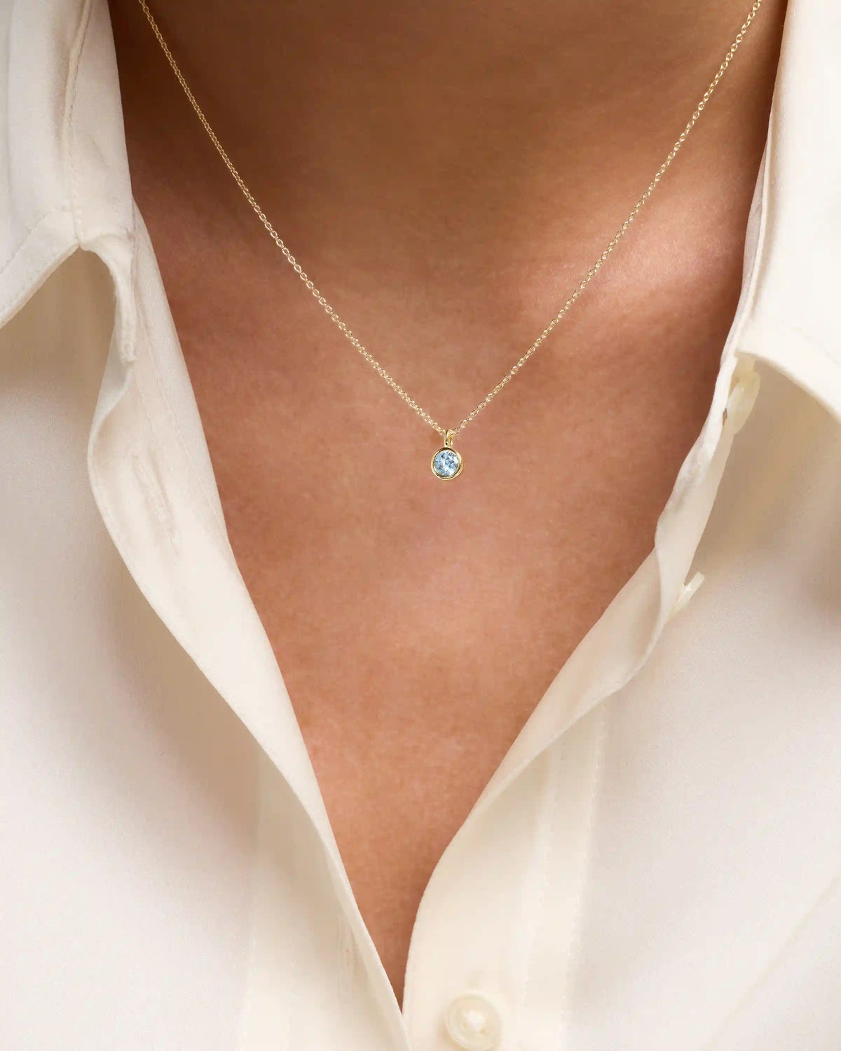 14K Gold Birthstone Solitaire Bezel Pendant