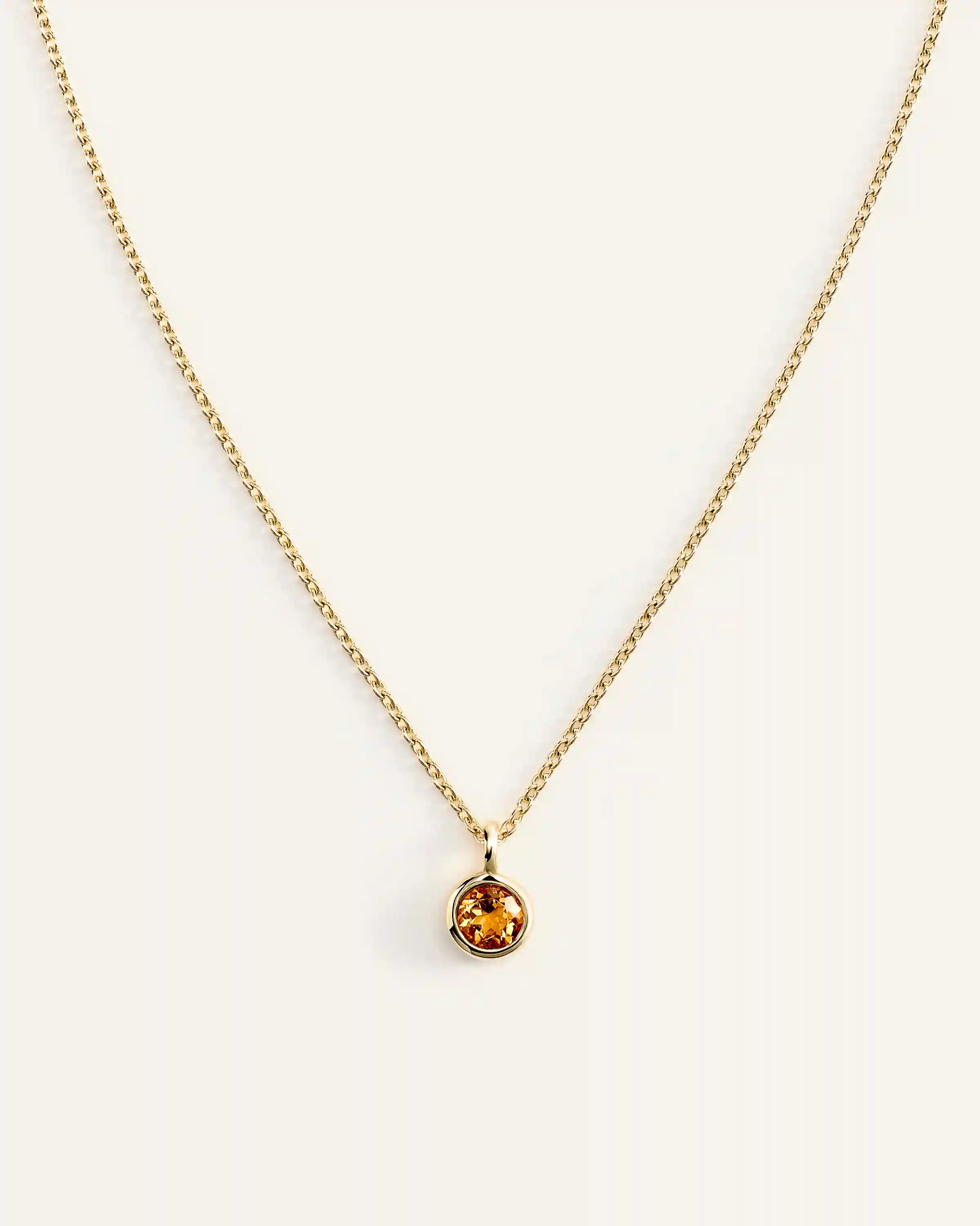 14K Gold Birthstone Solitaire Bezel Pendant