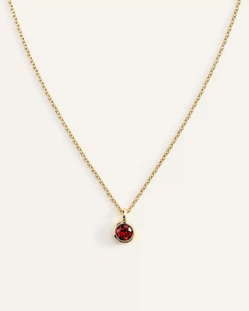 14K Gold Birthstone Solitaire Bezel Pendant