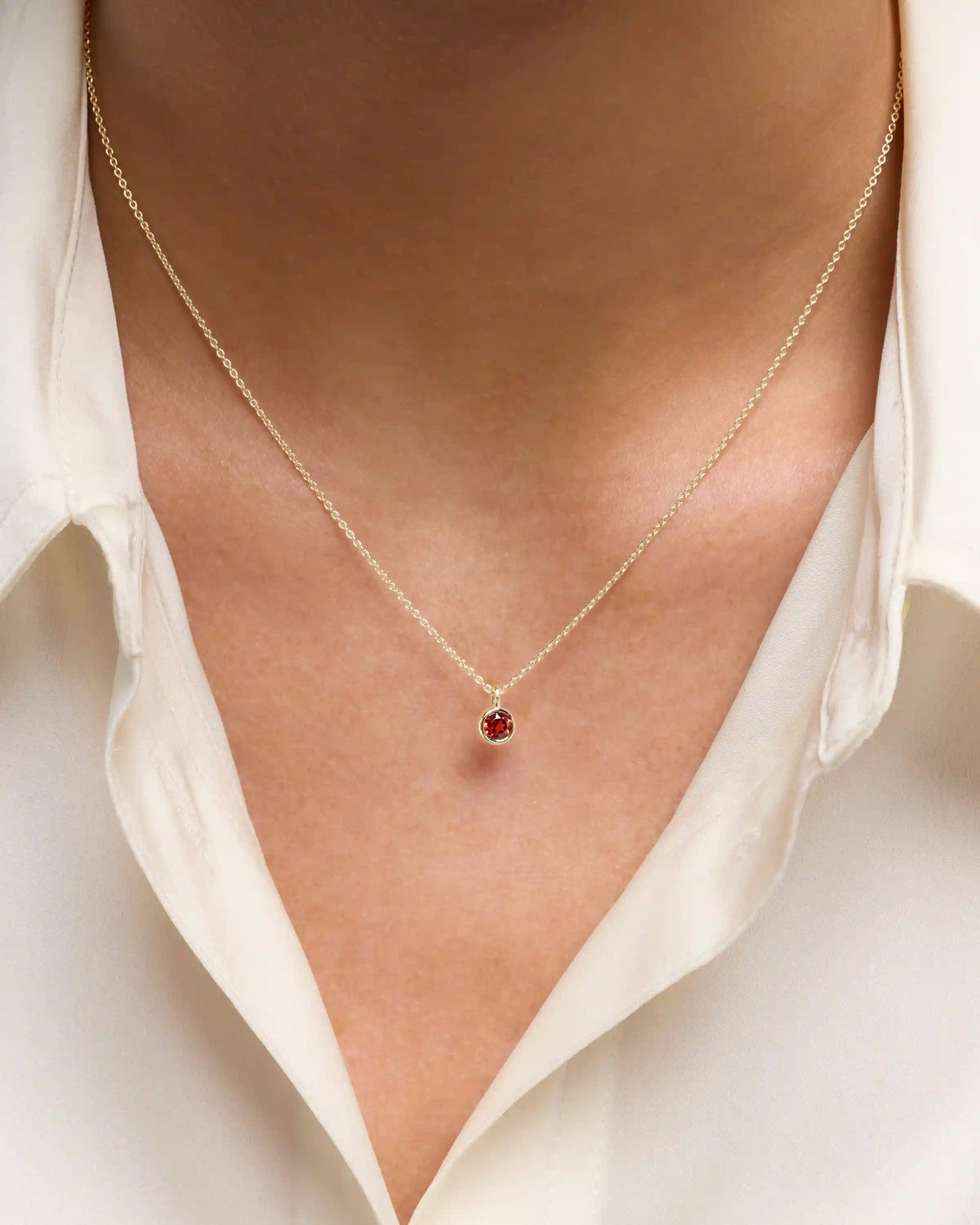 14K Gold Birthstone Solitaire Bezel Pendant