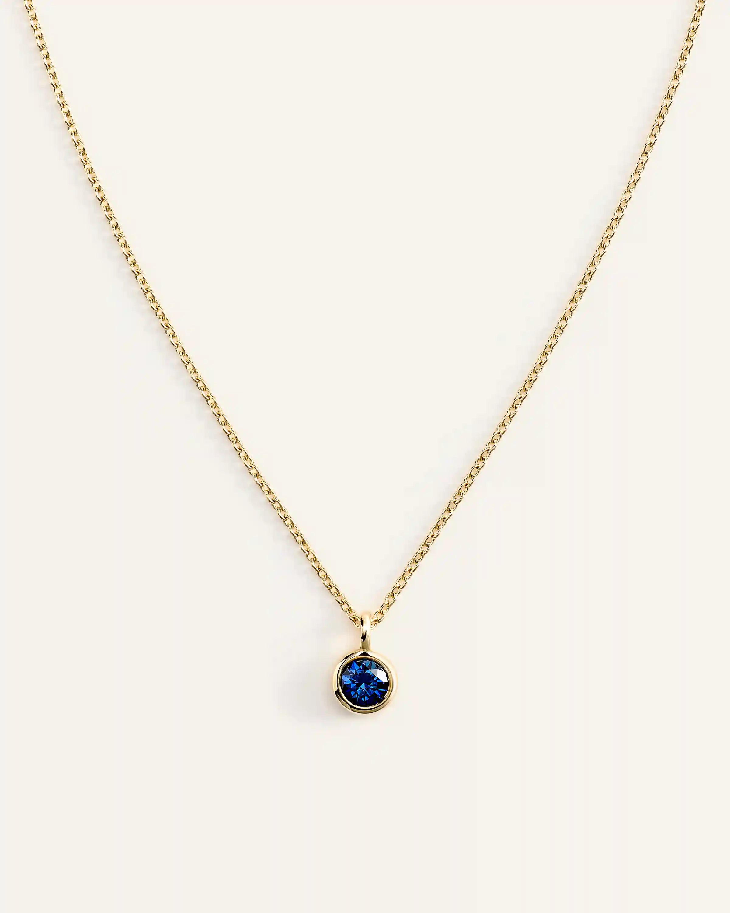 14K Gold Birthstone Solitaire Bezel Pendant