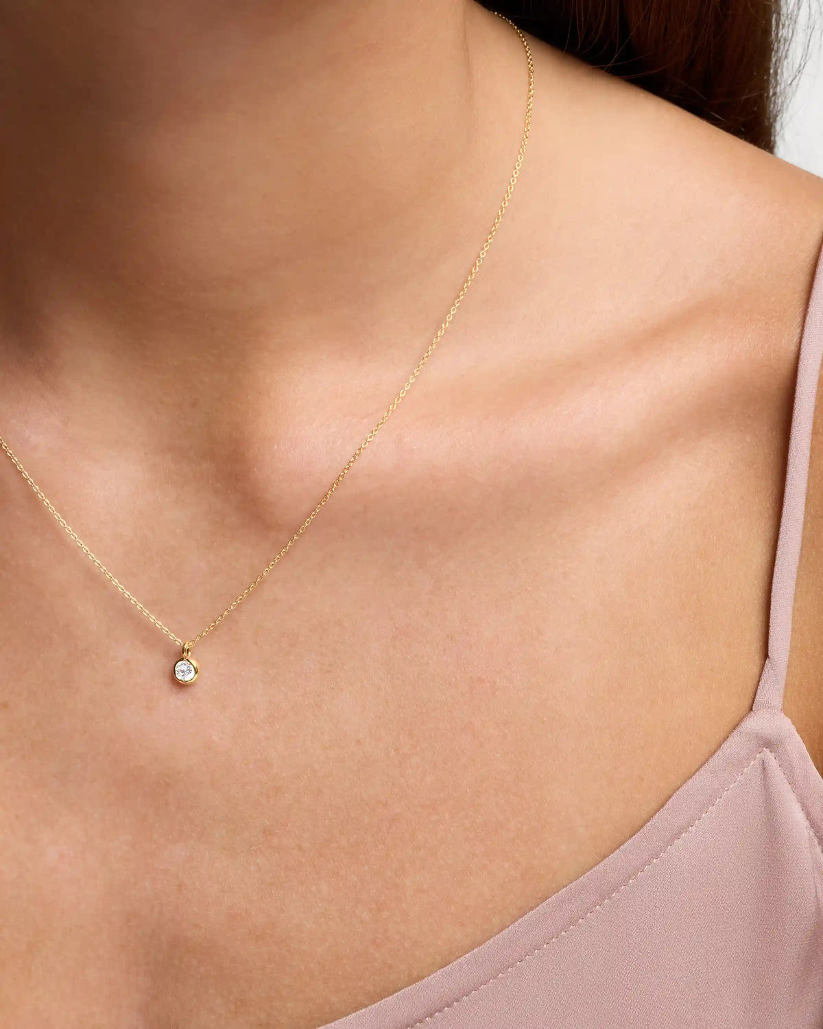 14K Gold Birthstone Solitaire Bezel Pendant