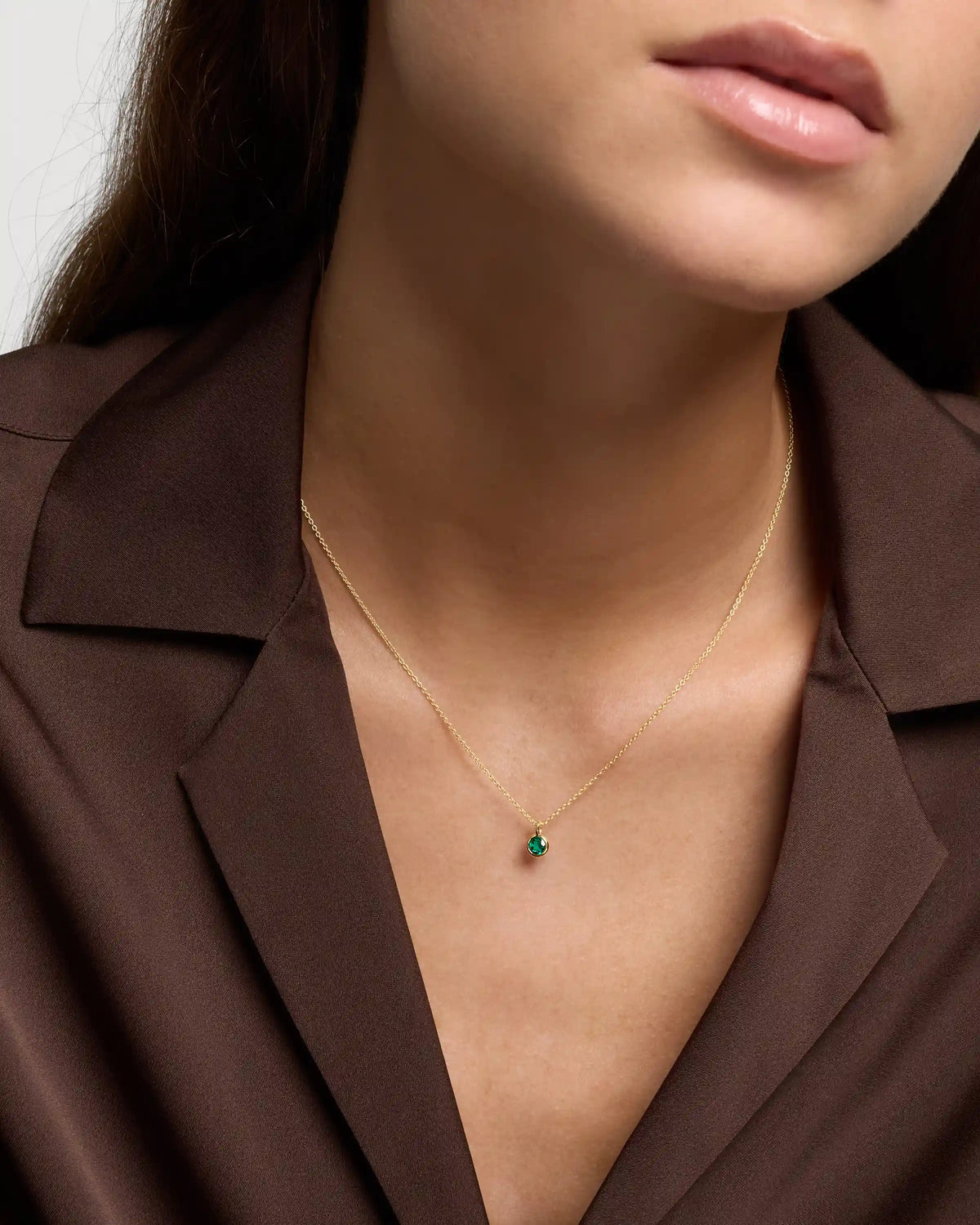 14K Gold Birthstone Solitaire Bezel Pendant