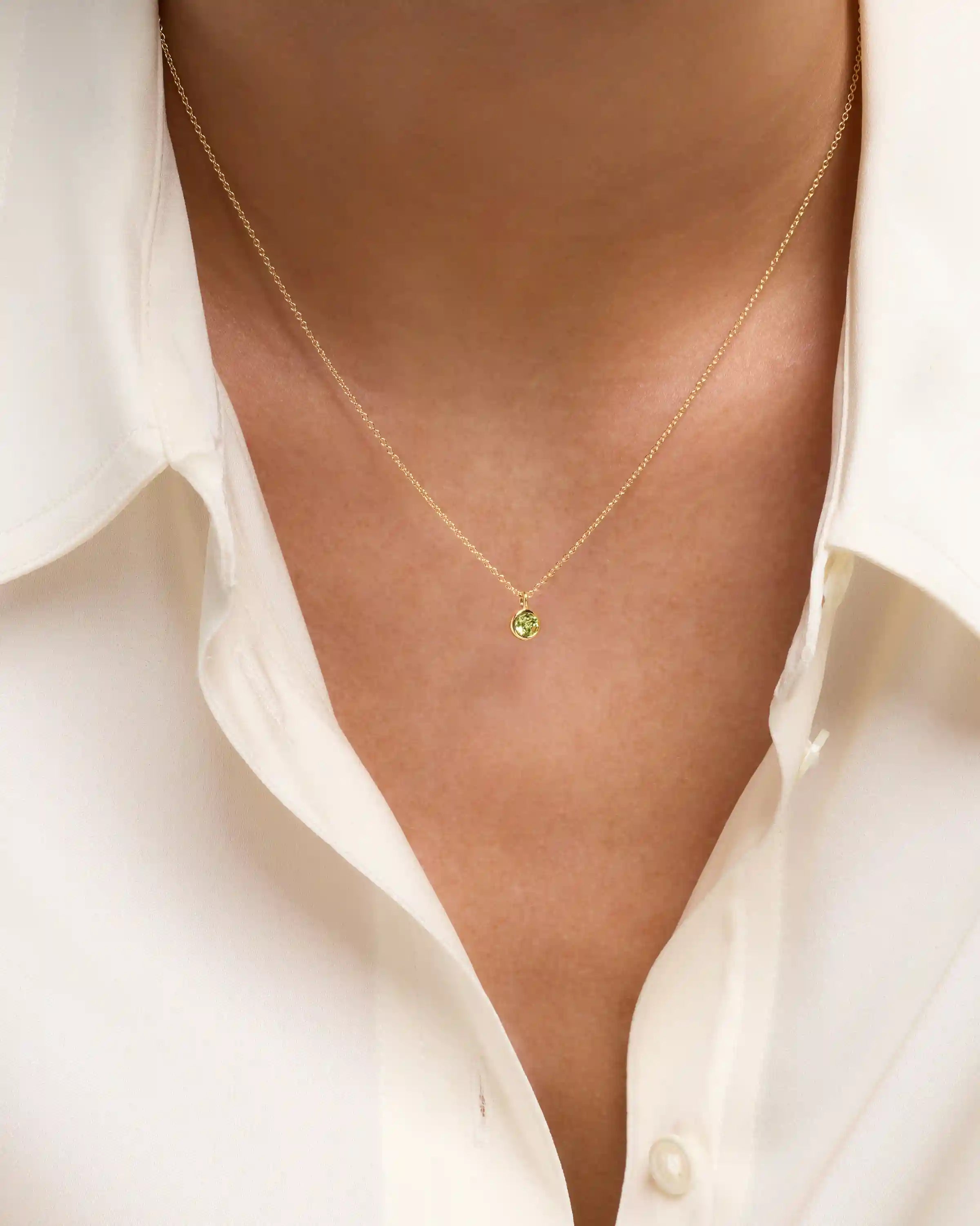 14K Gold Birthstone Solitaire Bezel Pendant