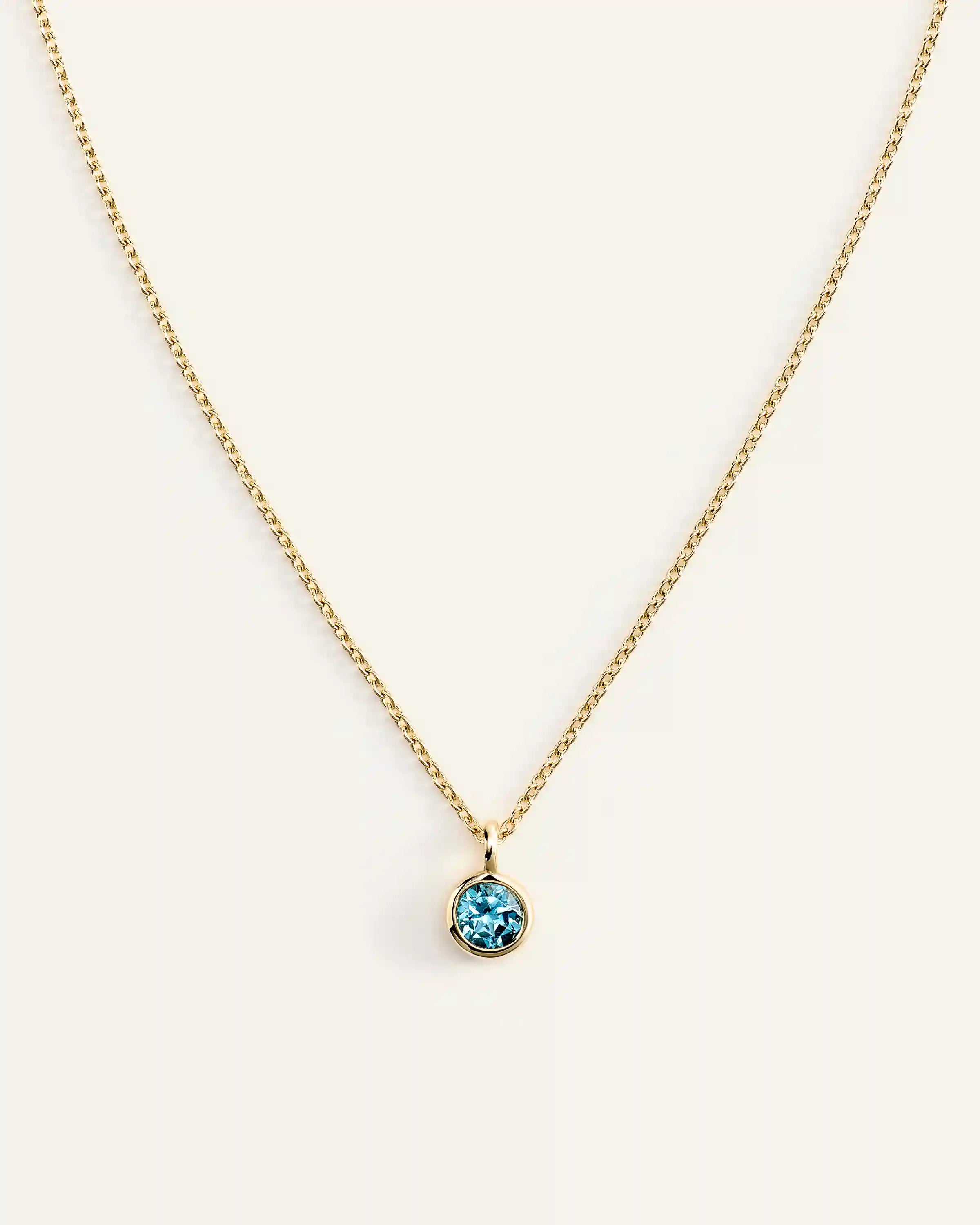 14K Gold Birthstone Solitaire Bezel Pendant