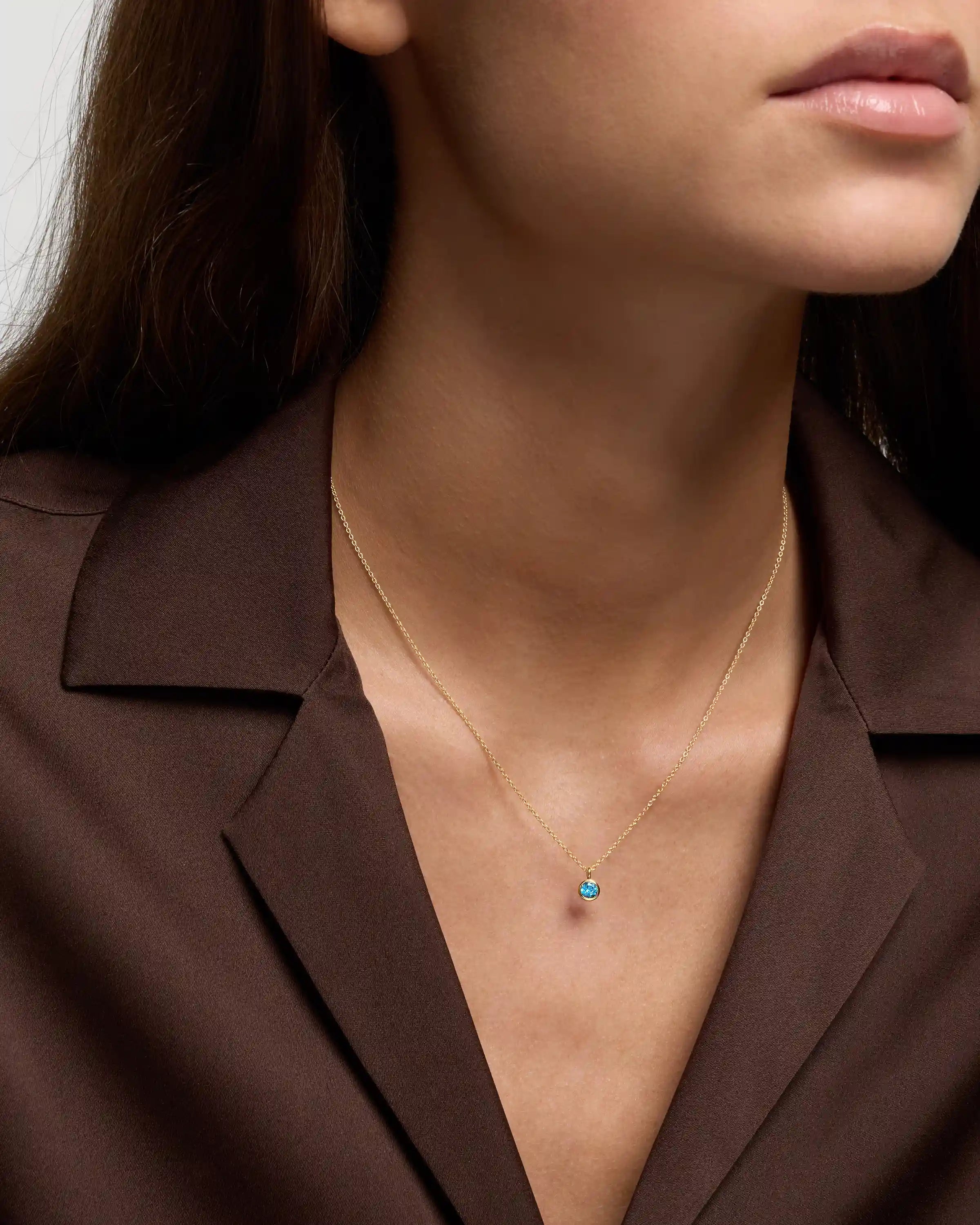 14K Gold Birthstone Solitaire Bezel Pendant