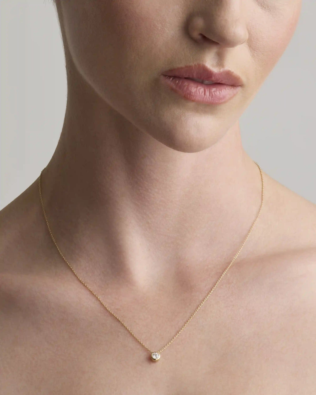 14K Gold Diamond Sliding Bezel Necklace