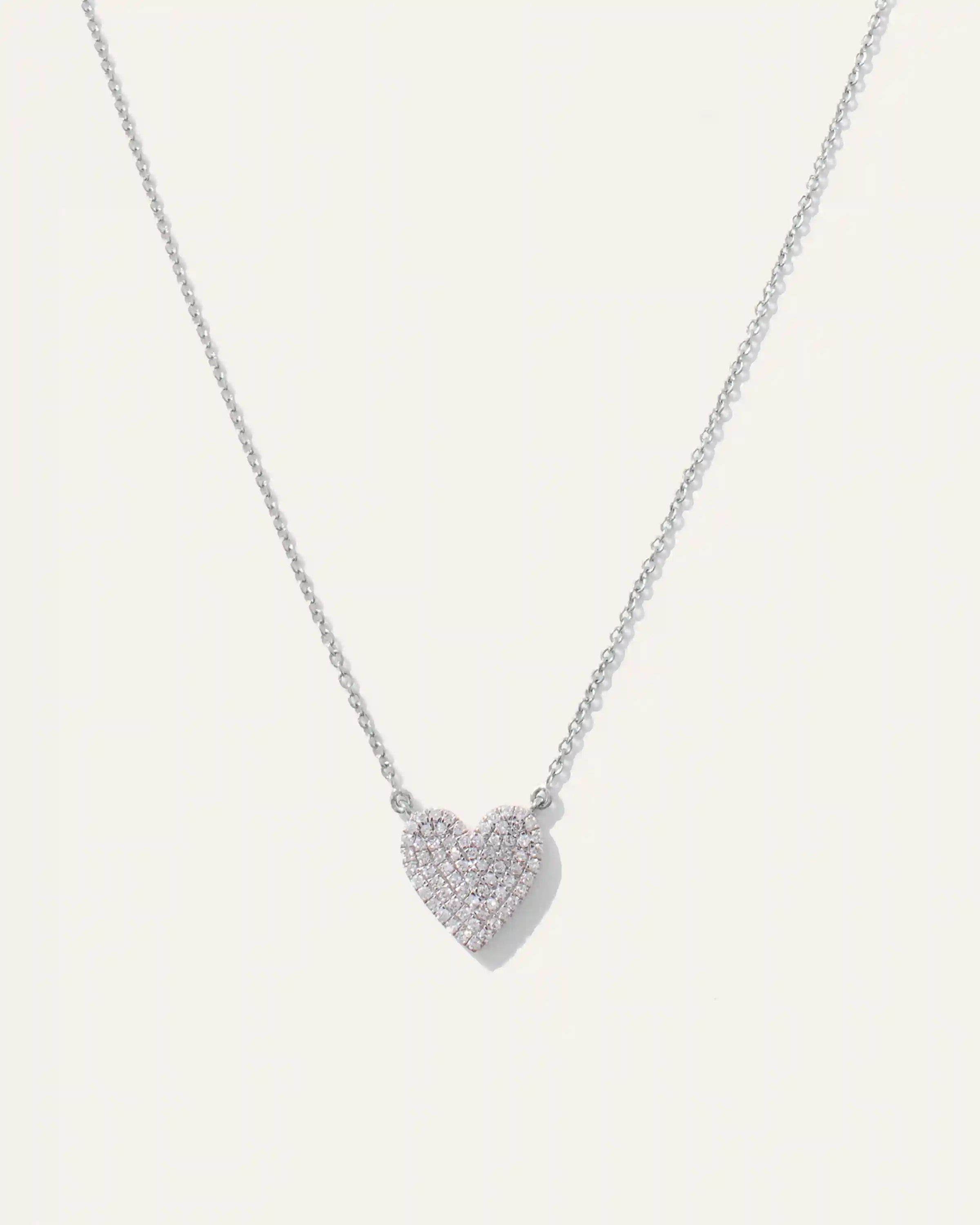 14K Gold Pave Diamond Heart Necklace