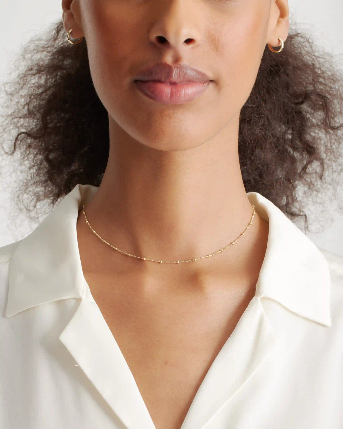 14k Gold Station Bead Choker