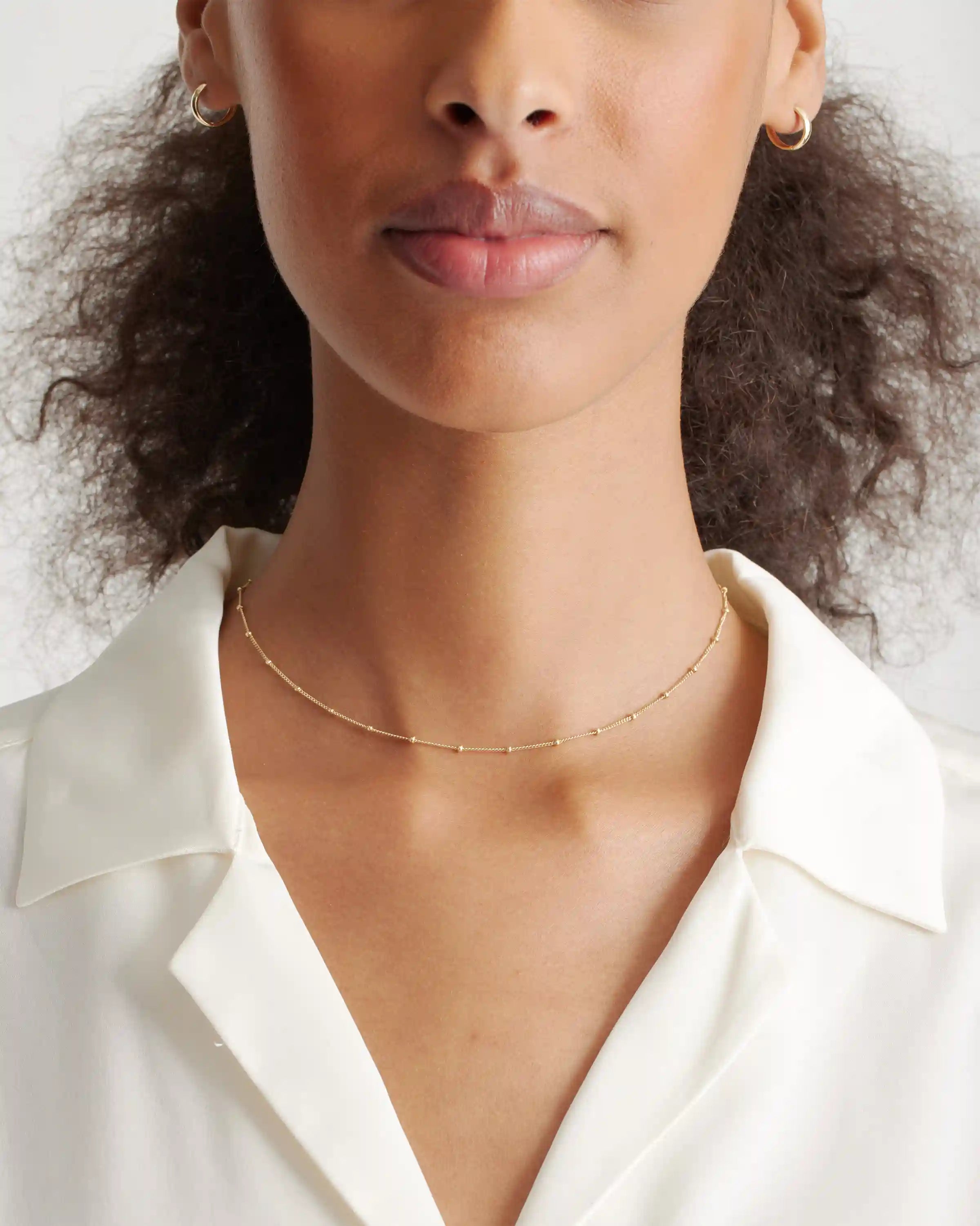 14k Gold Station Bead Choker
