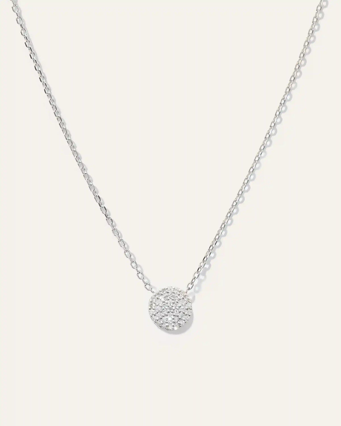 14K Gold Diamond Pave Disc Necklace