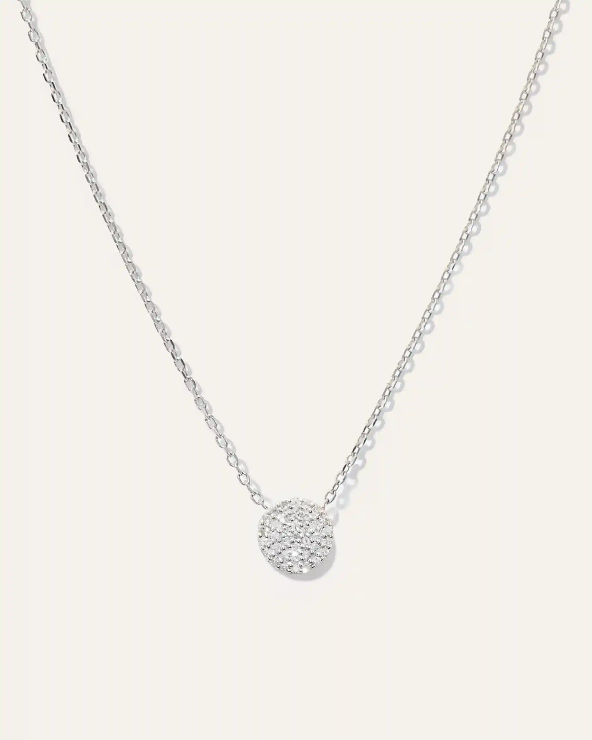 14K Gold Diamond Pave Disc Necklace
