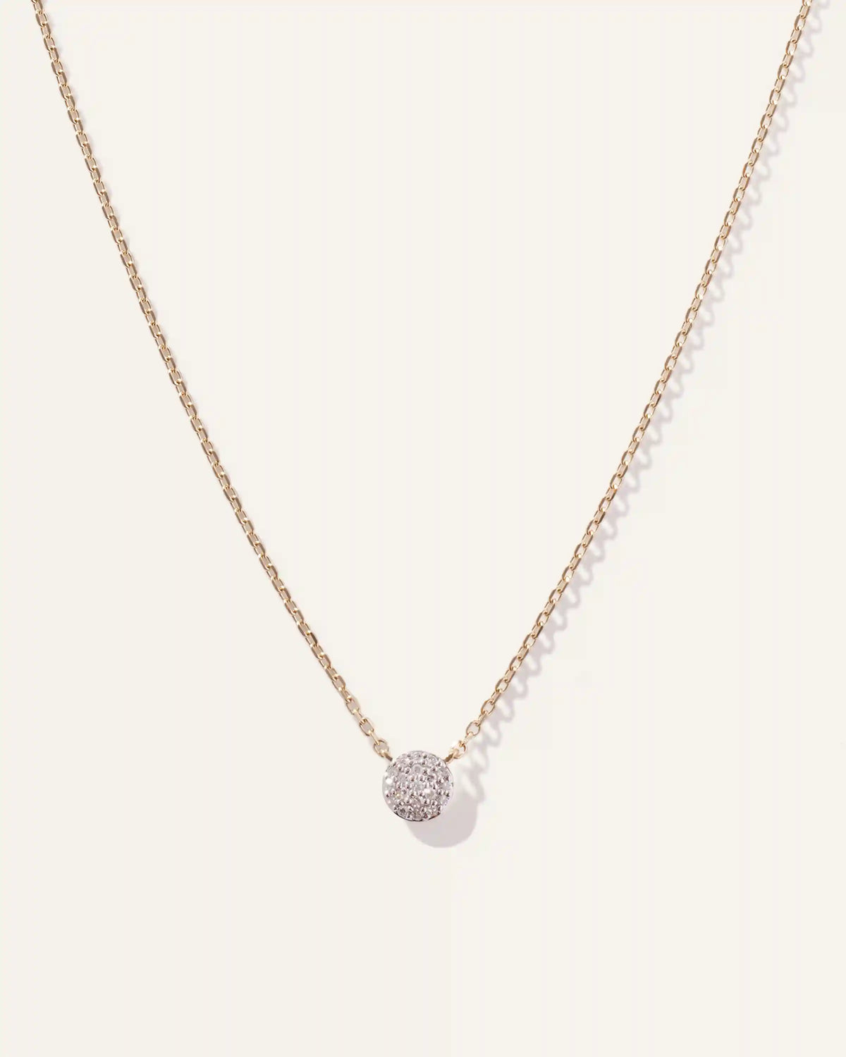 14K Gold Diamond Pave Disc Necklace