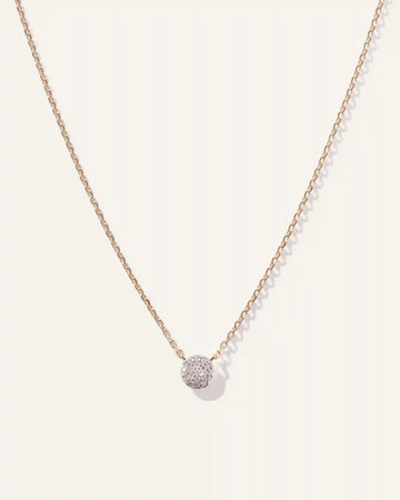 14K Gold Diamond Pave Disc Necklace