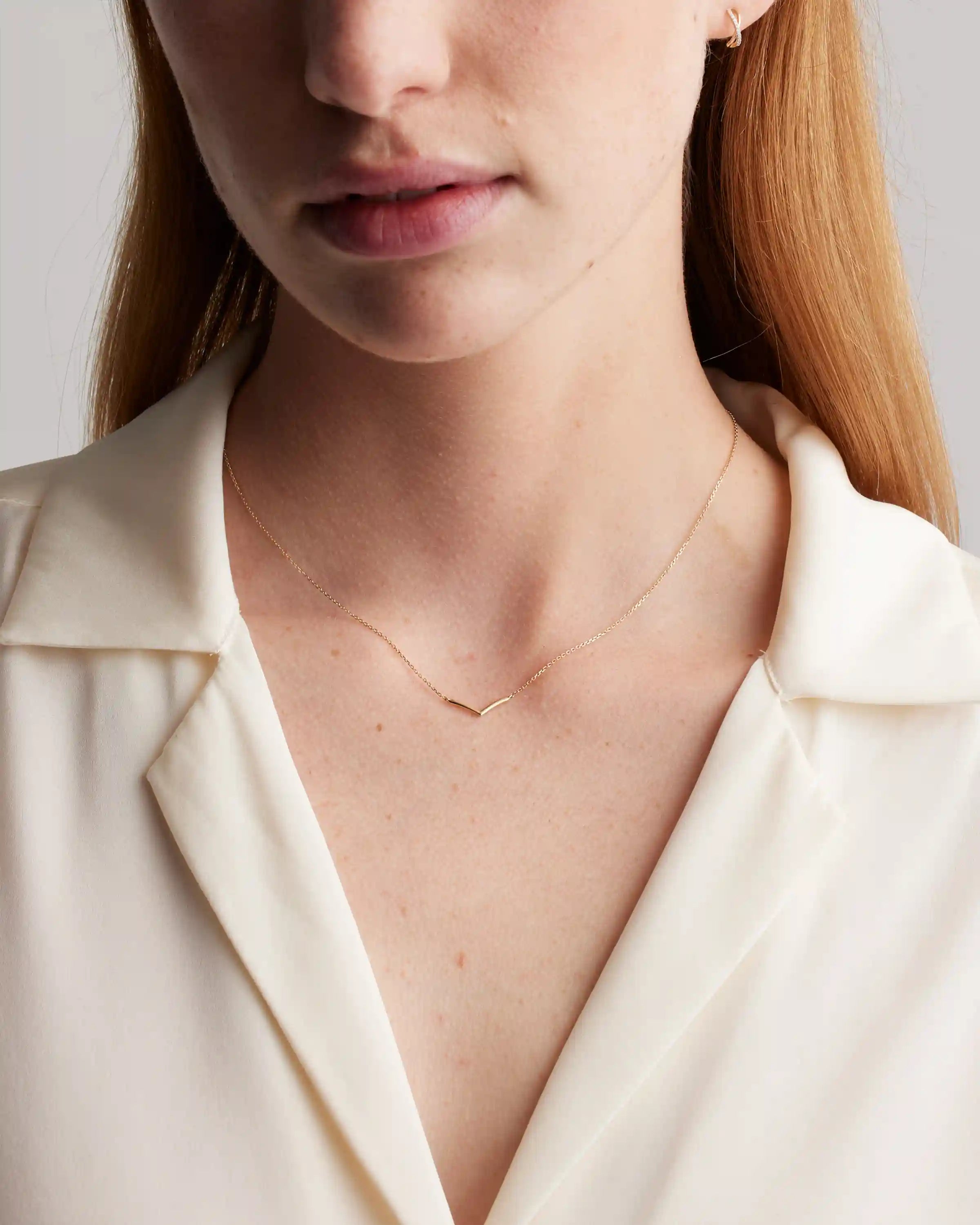 14K Gold Wishbone Necklace