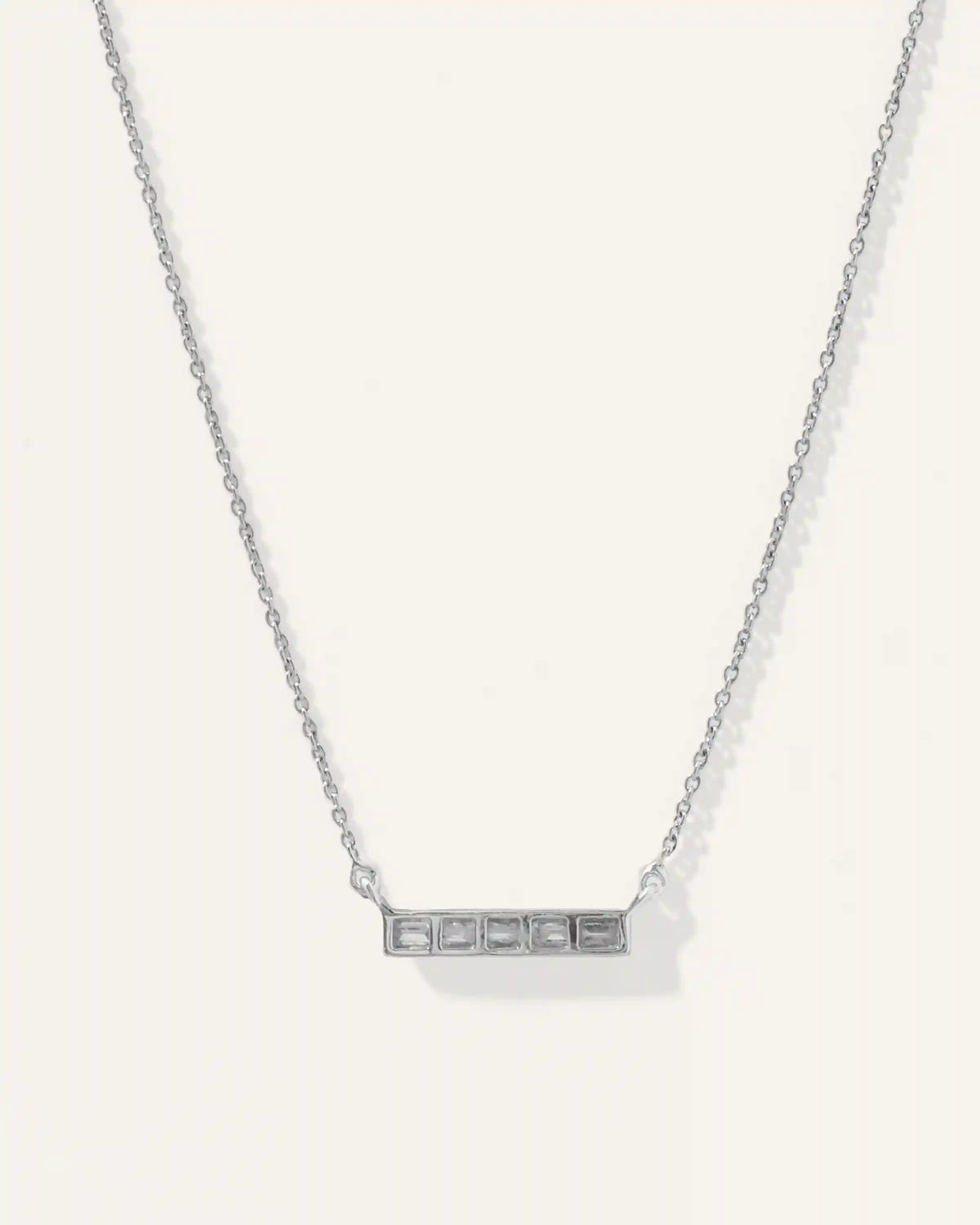 14K Gold Diamond Baguette Bar Necklace