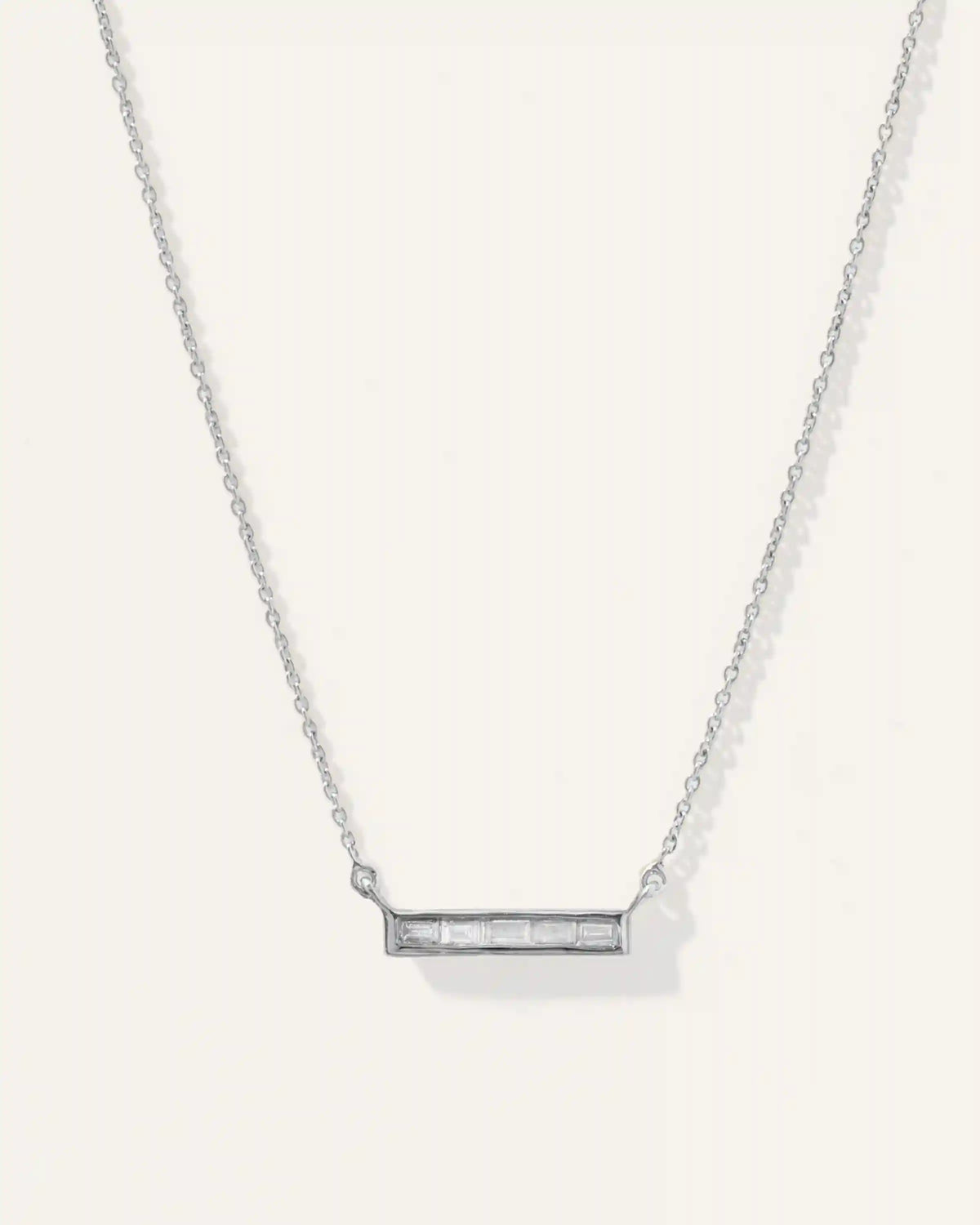 14K Gold Diamond Baguette Bar Necklace