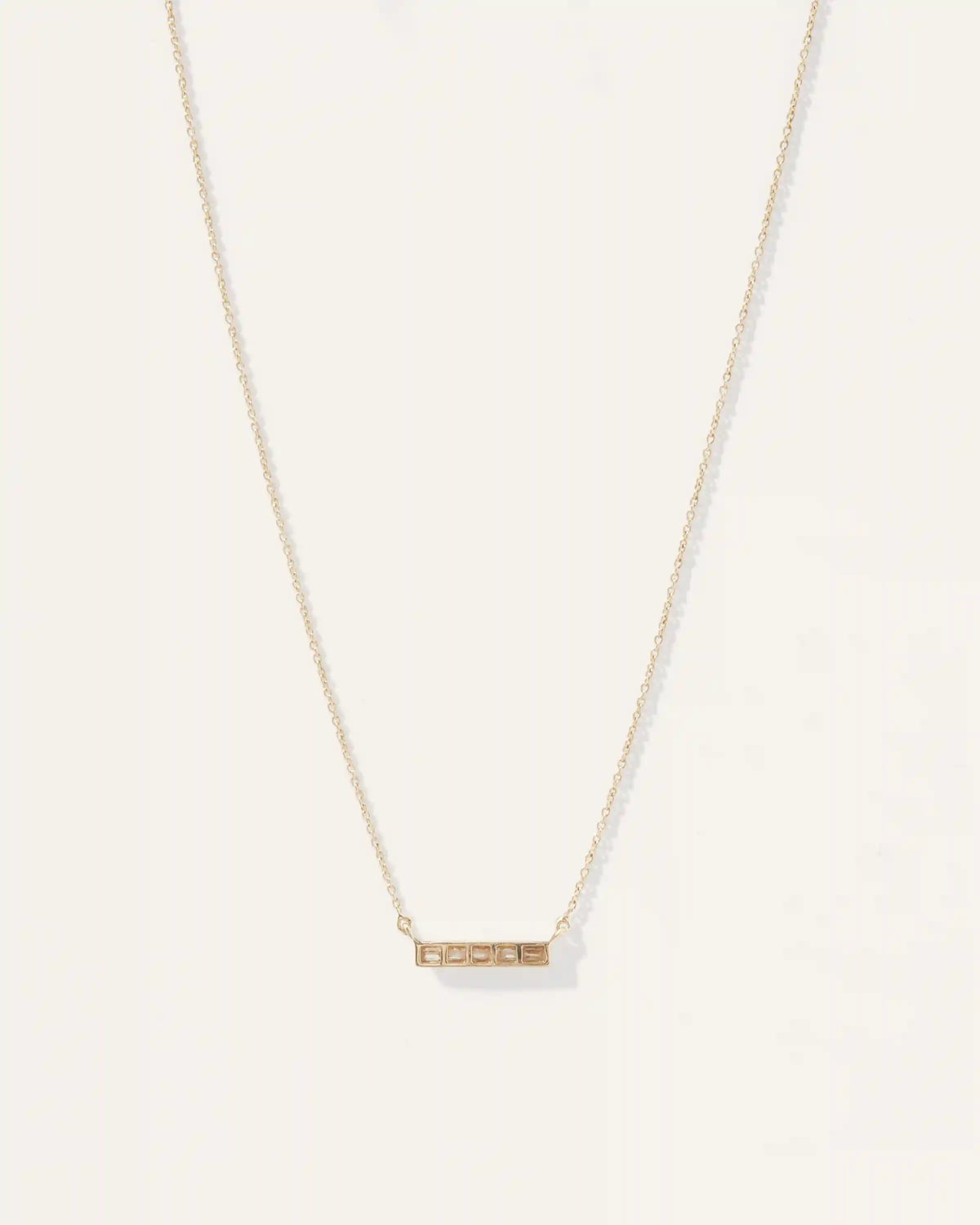 14K Gold Diamond Baguette Bar Necklace