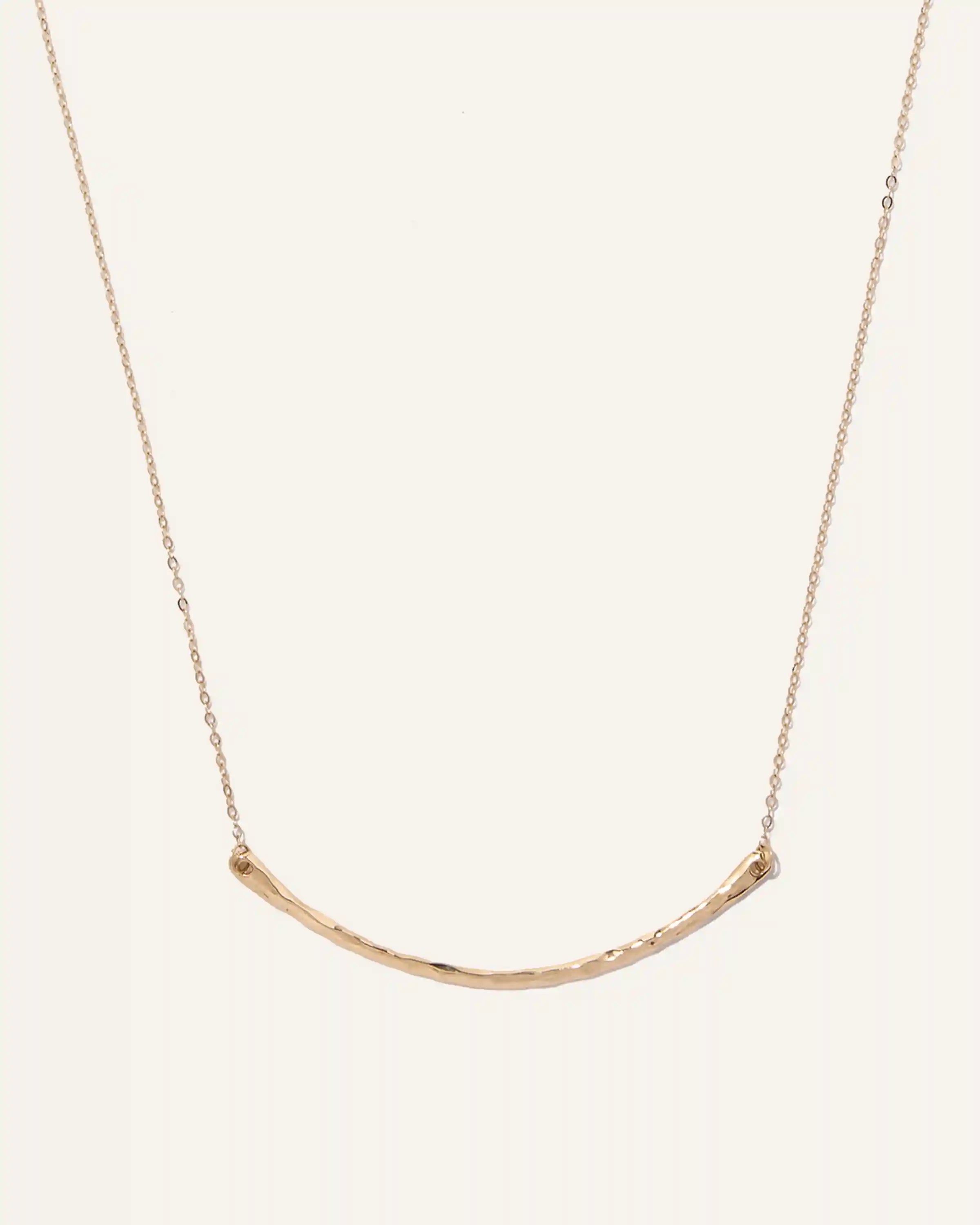 14K Gold Hammered Curve Necklace