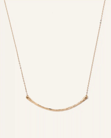 14K Gold Hammered Curve Necklace