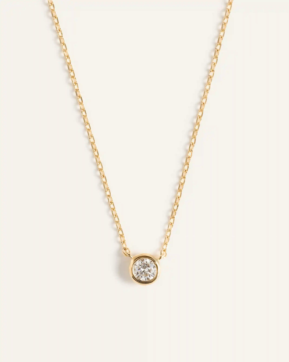 14K Gold Diamond Bezel Necklace