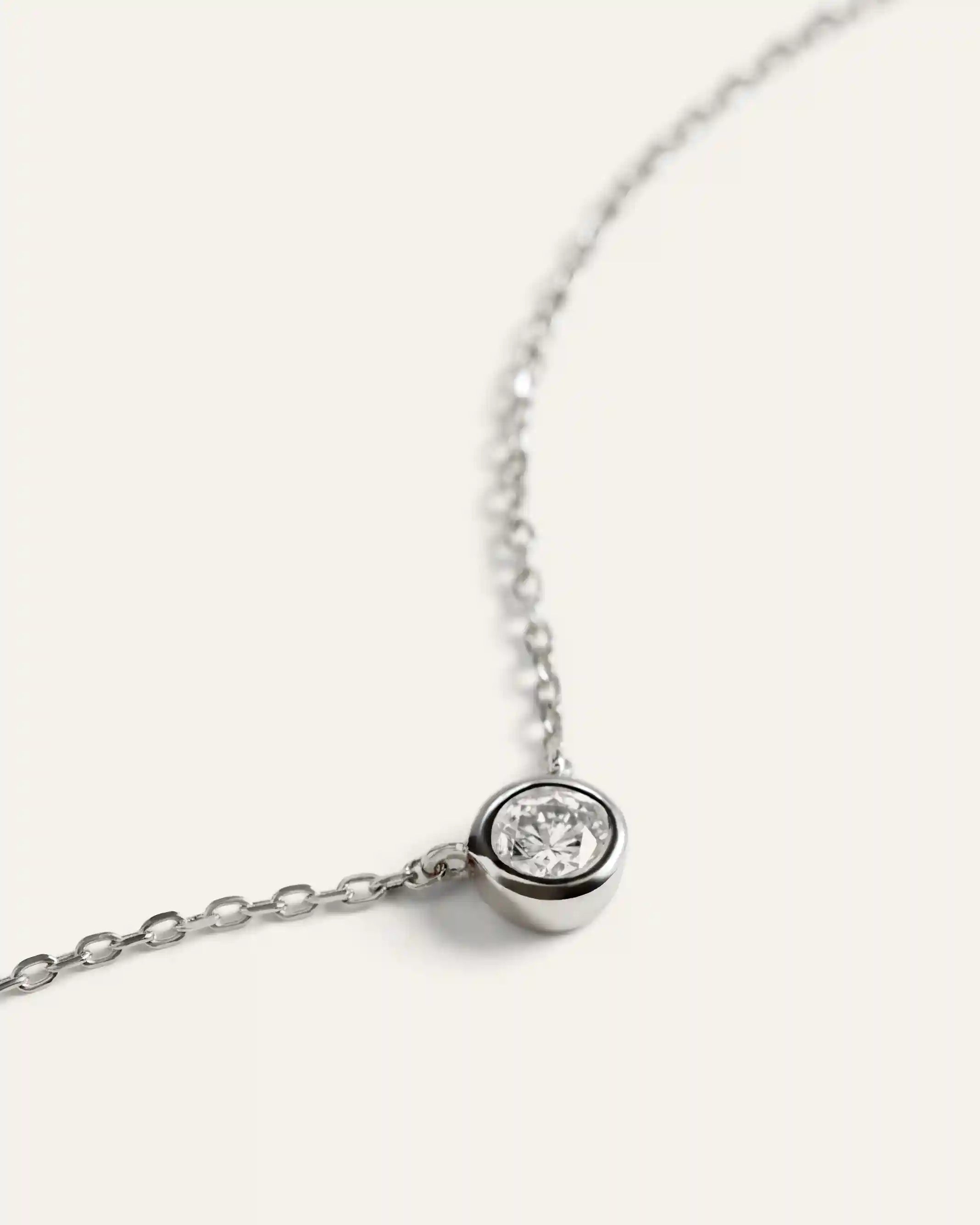 14K Gold Diamond Bezel Necklace